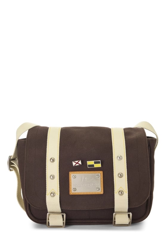 Brown Canvas Antigua Besace PM