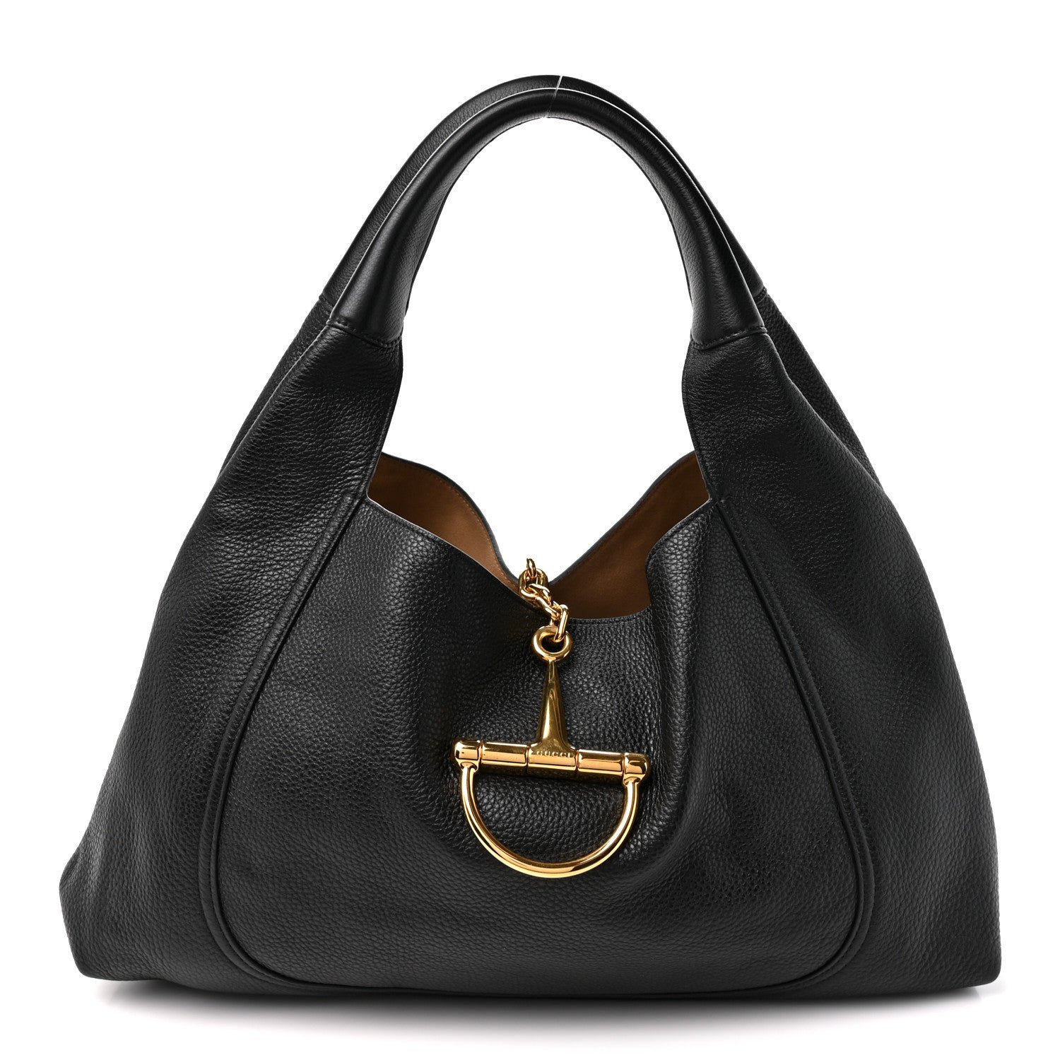 Gucci Grained Calfskin Softbit Maxi Shoulder Bag Black