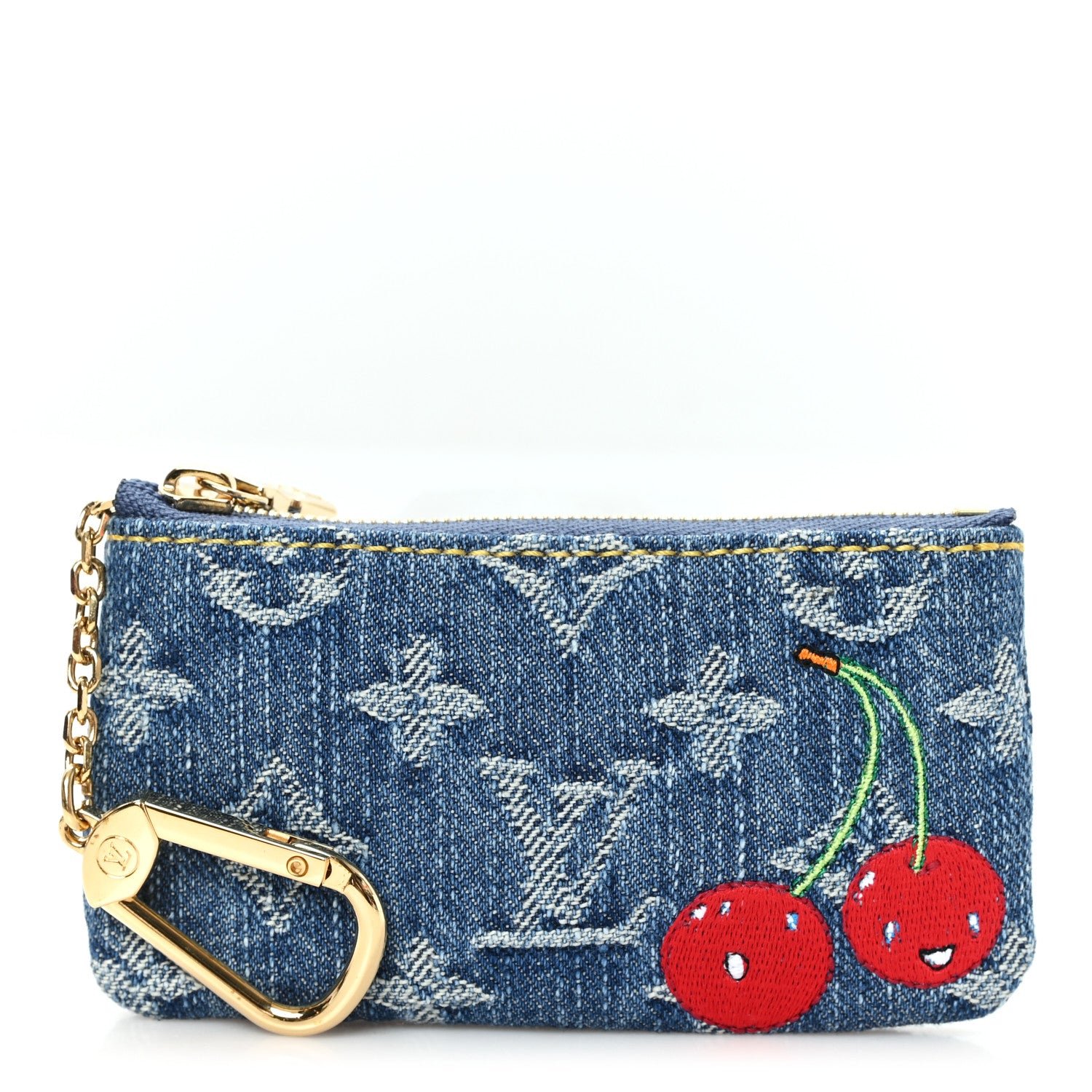 Louis Vuitton LV X TM Monogram Denim Cerises Key Pouch Blue