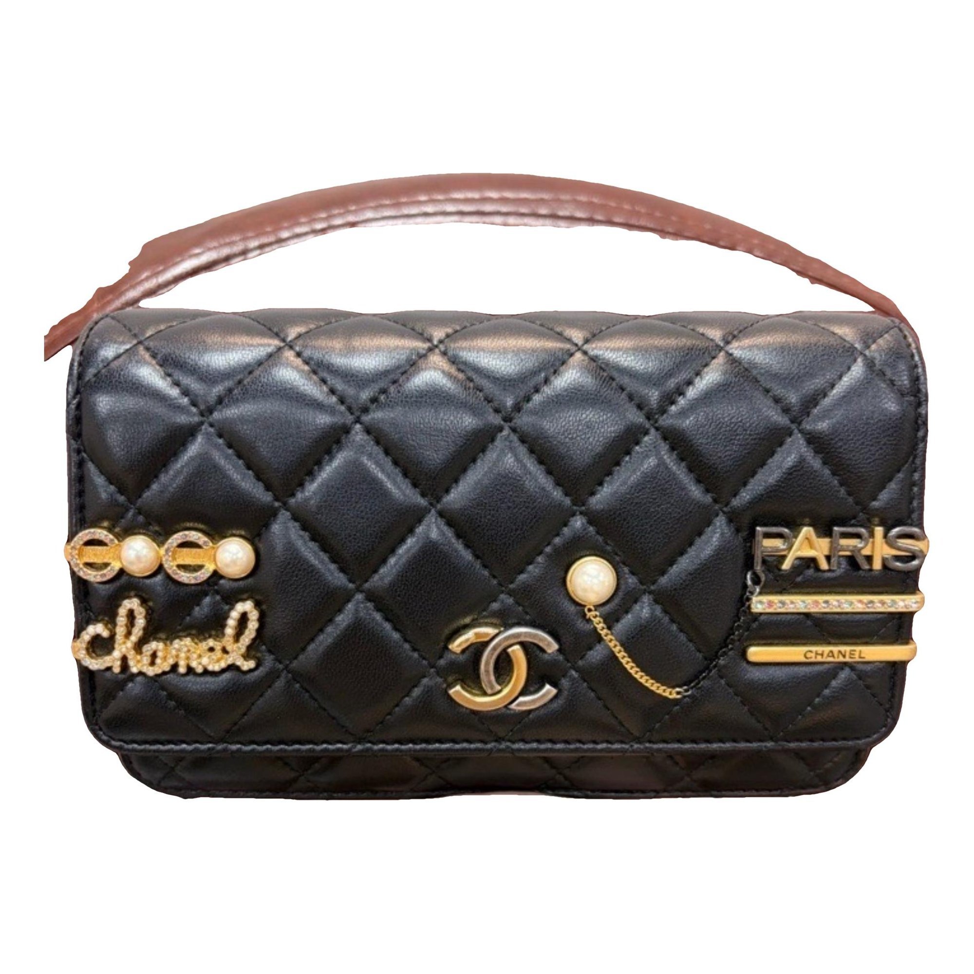 Trendy CC Wallet on Chain leather handbag