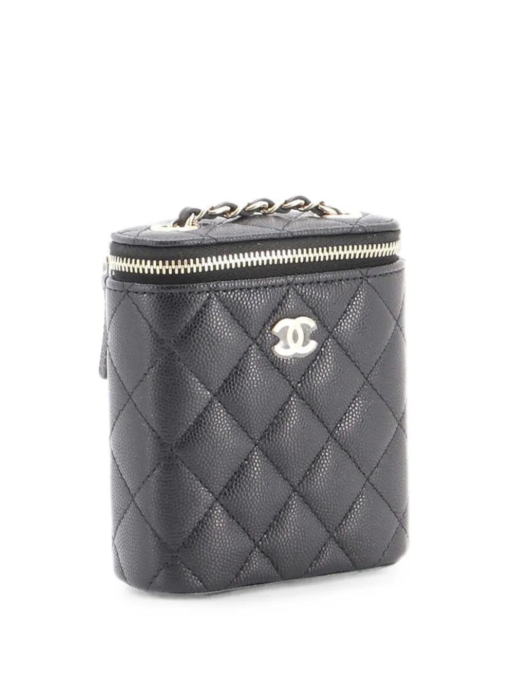 Vertical Classic Vanity Case with Chain Quilted Caviar Mini shoulder bag