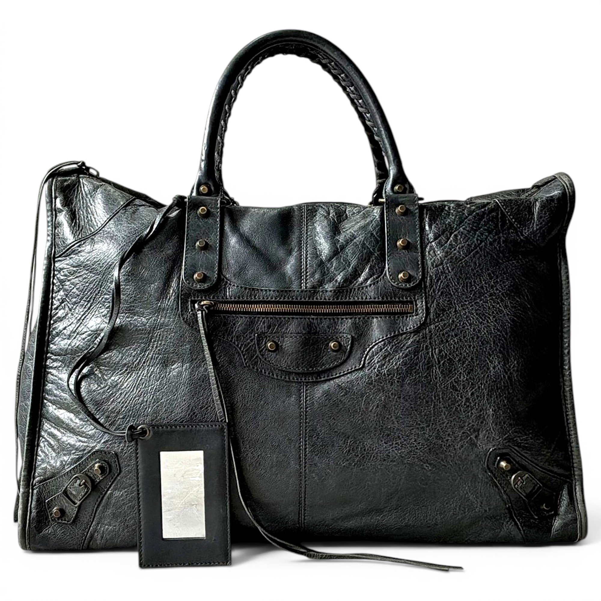 Weekender leather handbag