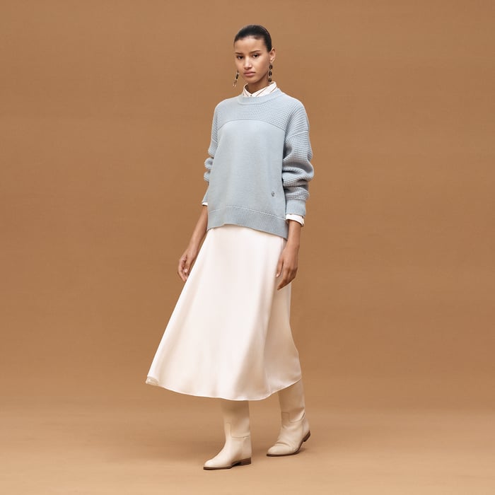 Bleu Dragée Cashmere Long-sleeve Sweater
