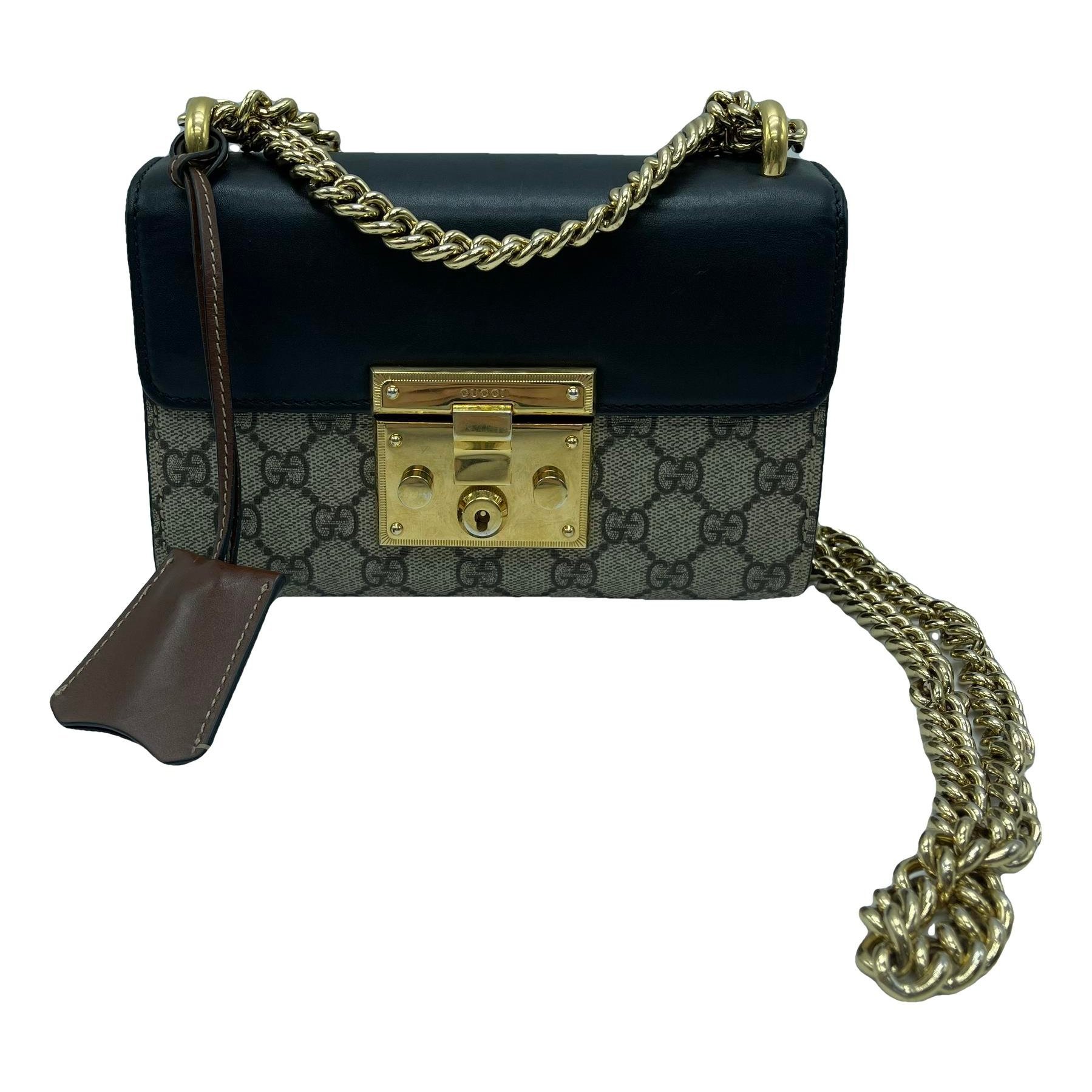 Padlock leather crossbody bag
