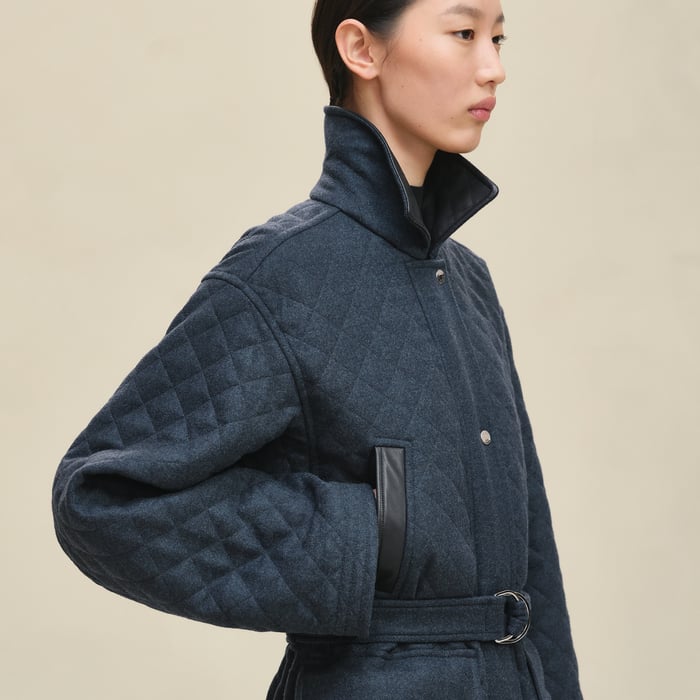 Bleu Céleste Short Quilted Coat