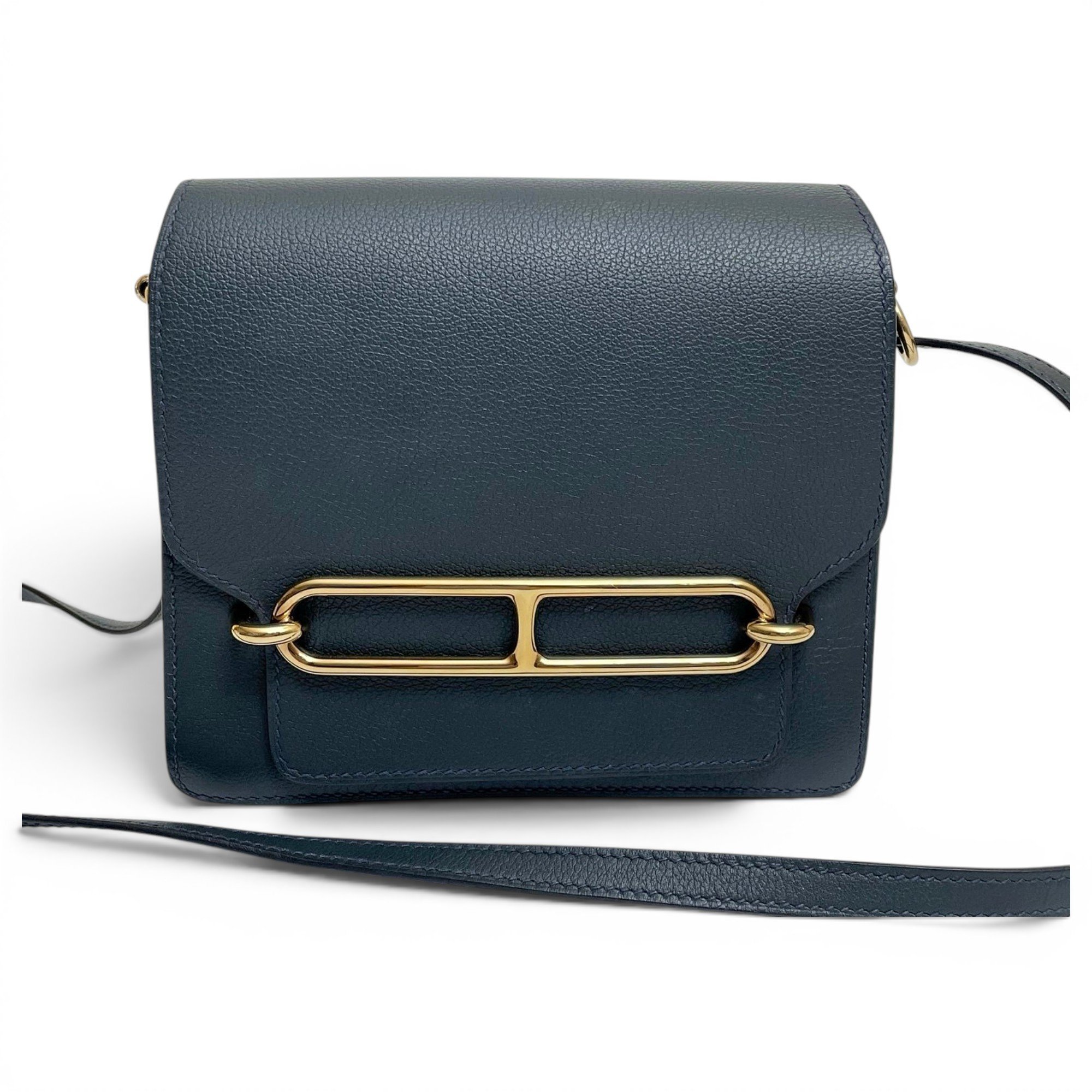 Hermes Roulis Handbag Vert Rousseau Evercolor Leather