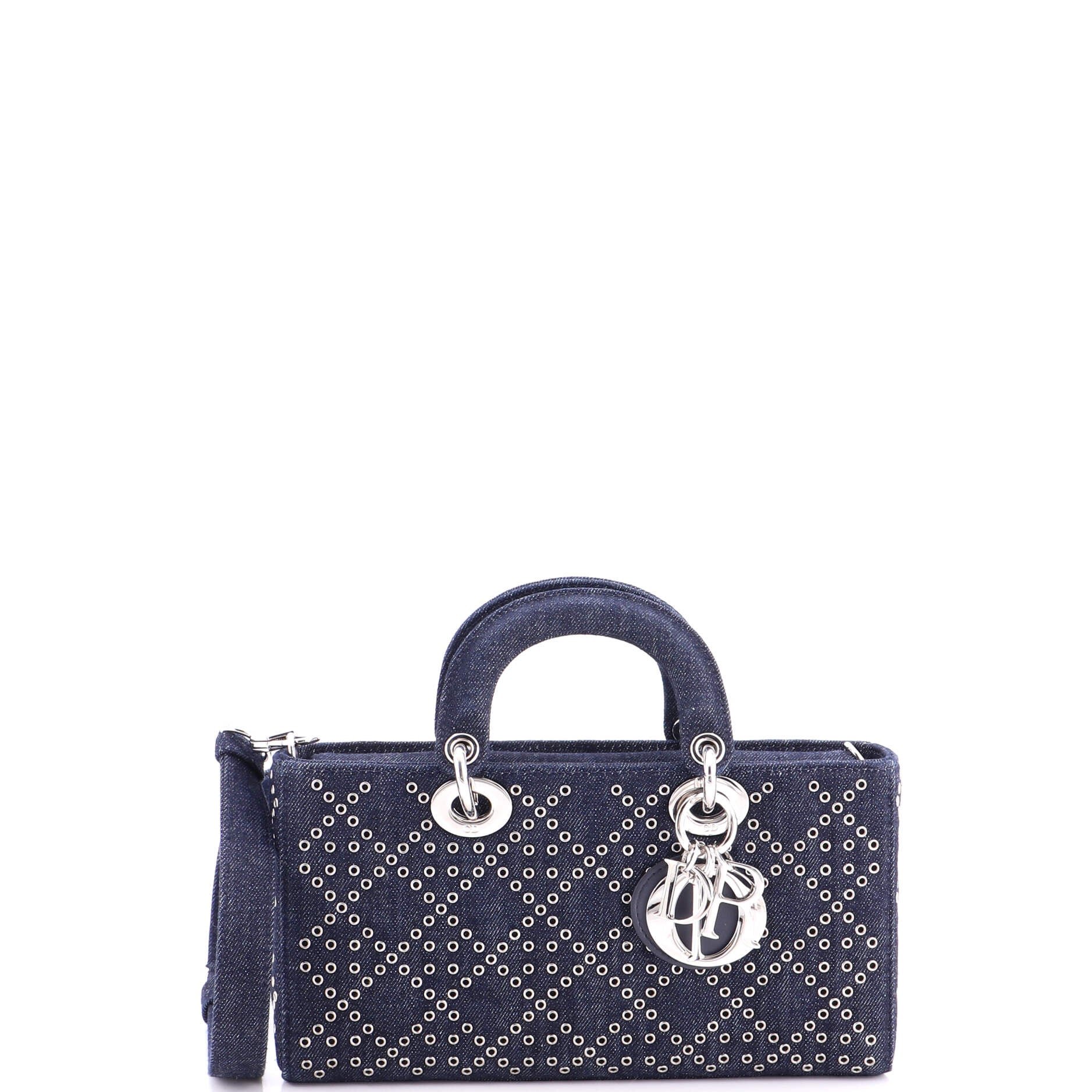 Lady D-Joy Bag Eyelet Cannage Denim Medium