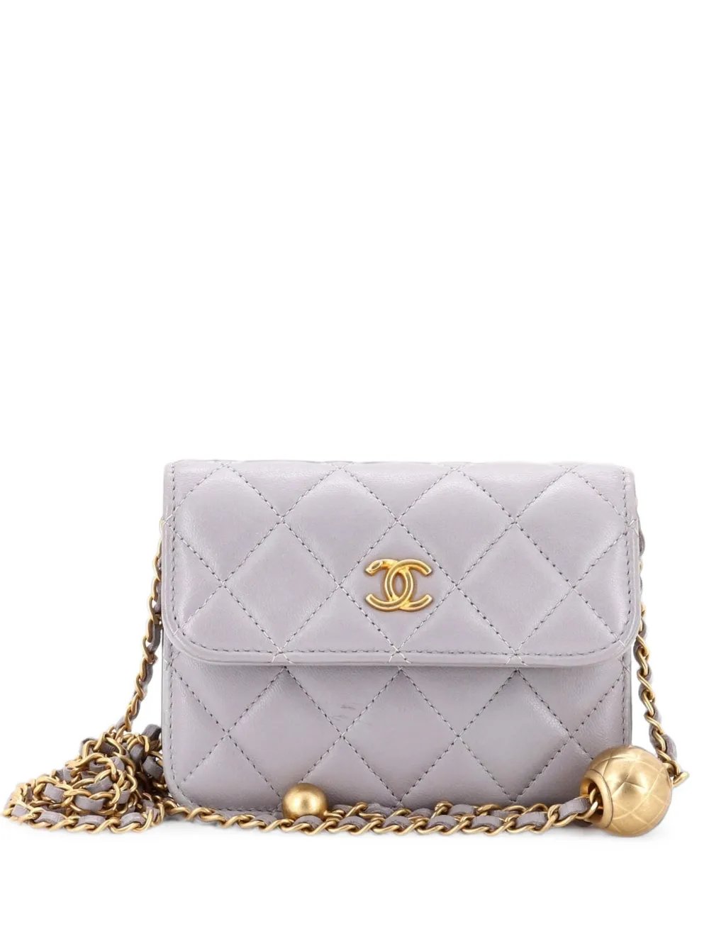 Pearl Crush Flap Clutch with Chain Quilted Lambskin Mini crossbody bag