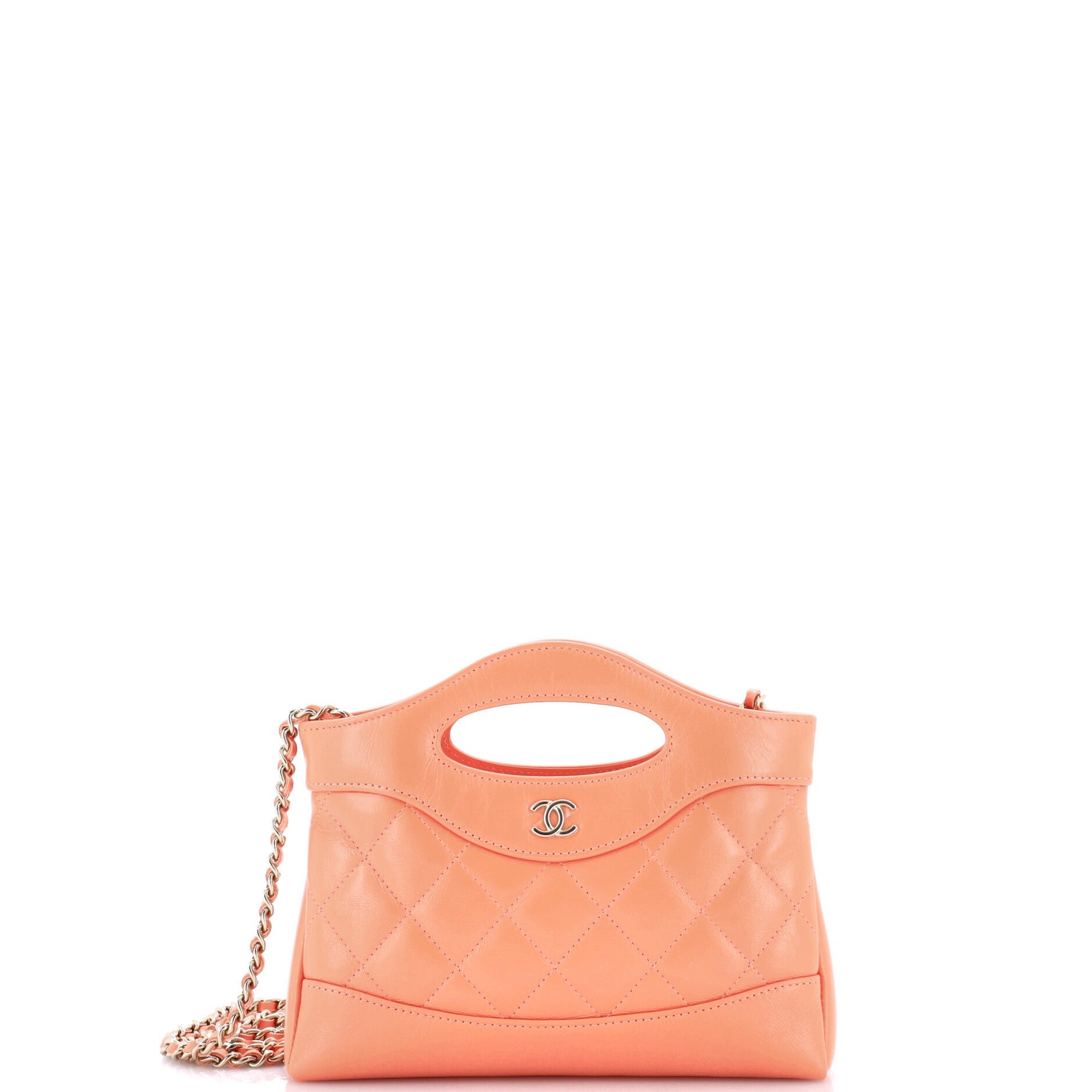 31 Shopping Bag Clutch with Chain Quilted Lambskin Small