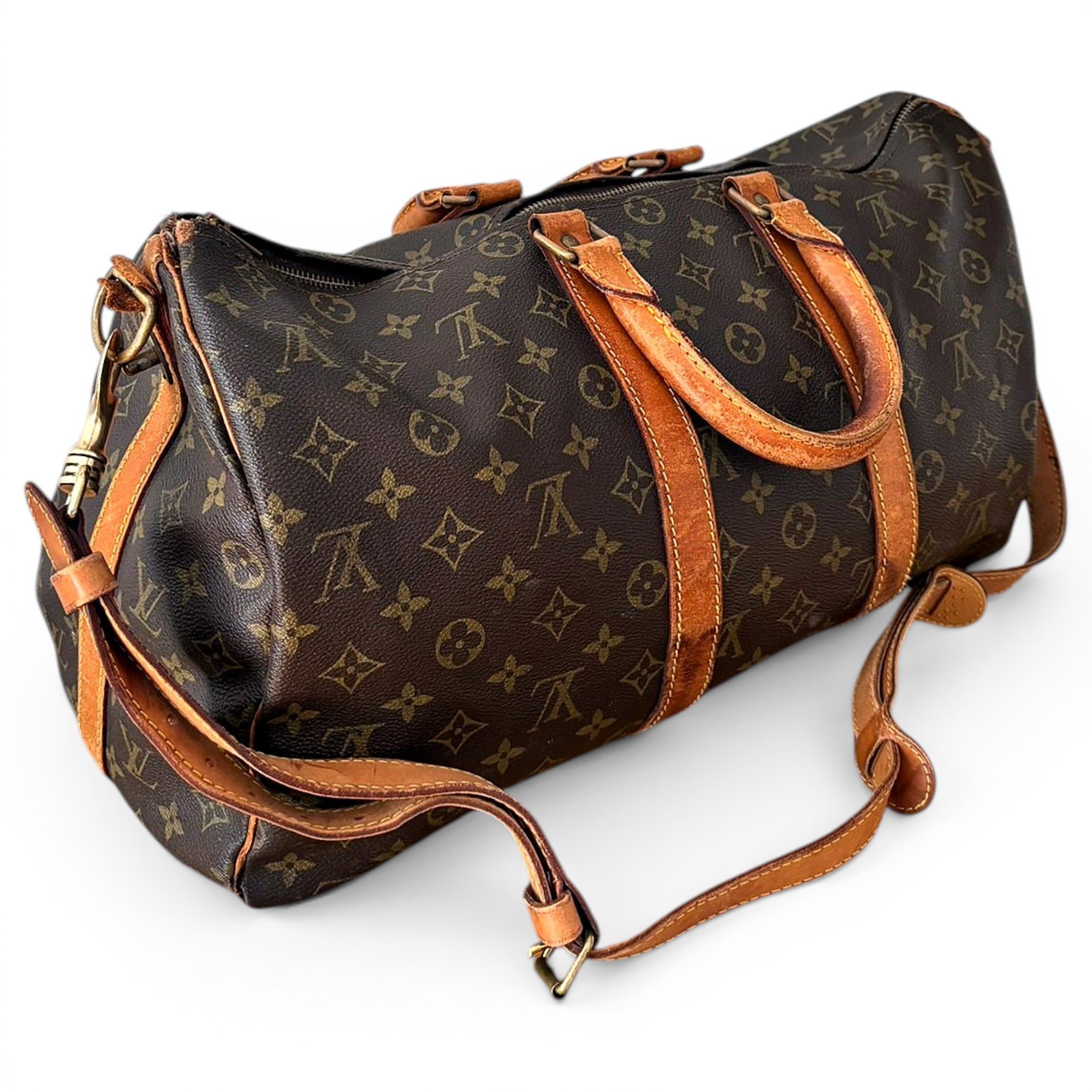 Louis Vuitton Keepall leather travel bag