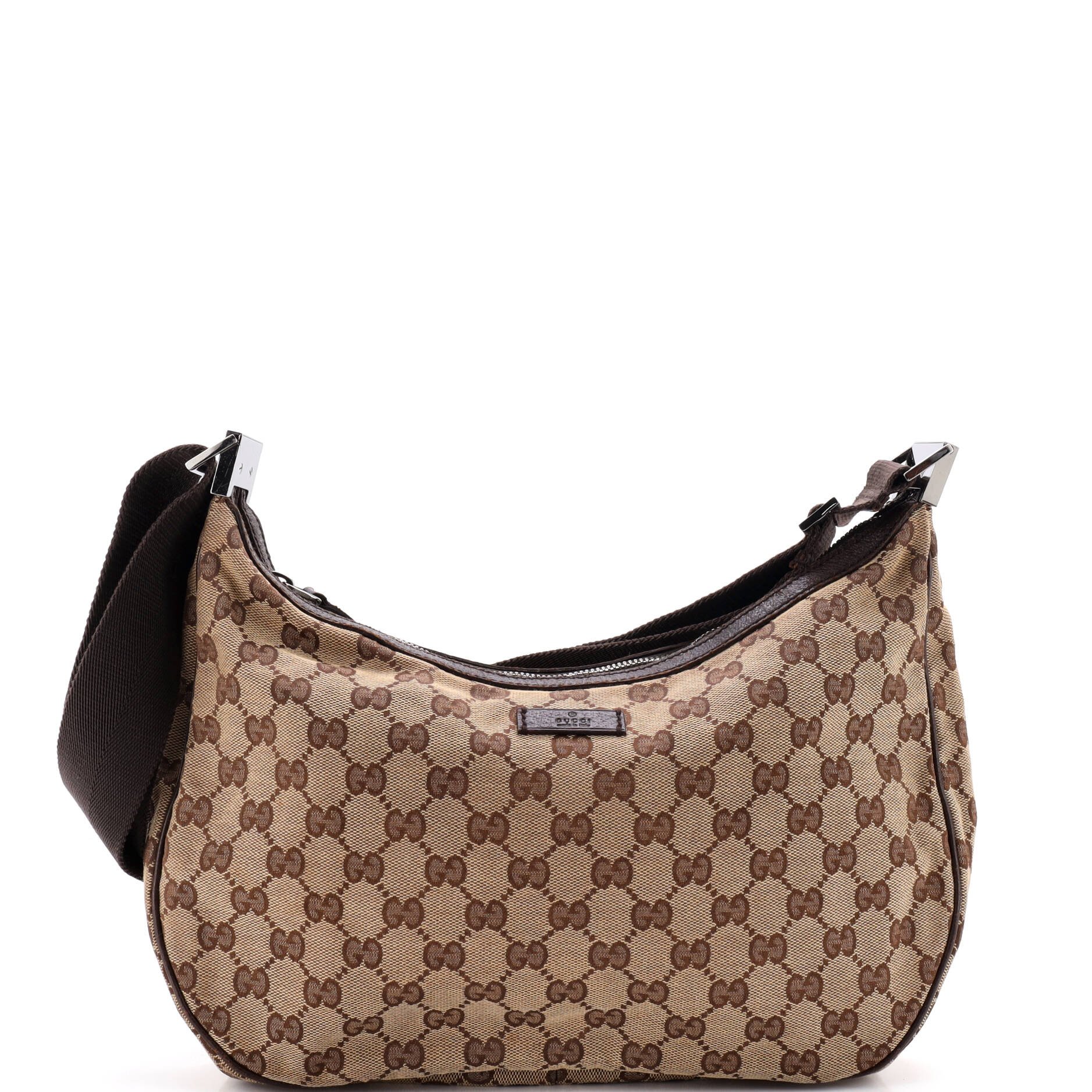 Saddle Zip Messenger Bag GG Canvas with Leather Medium