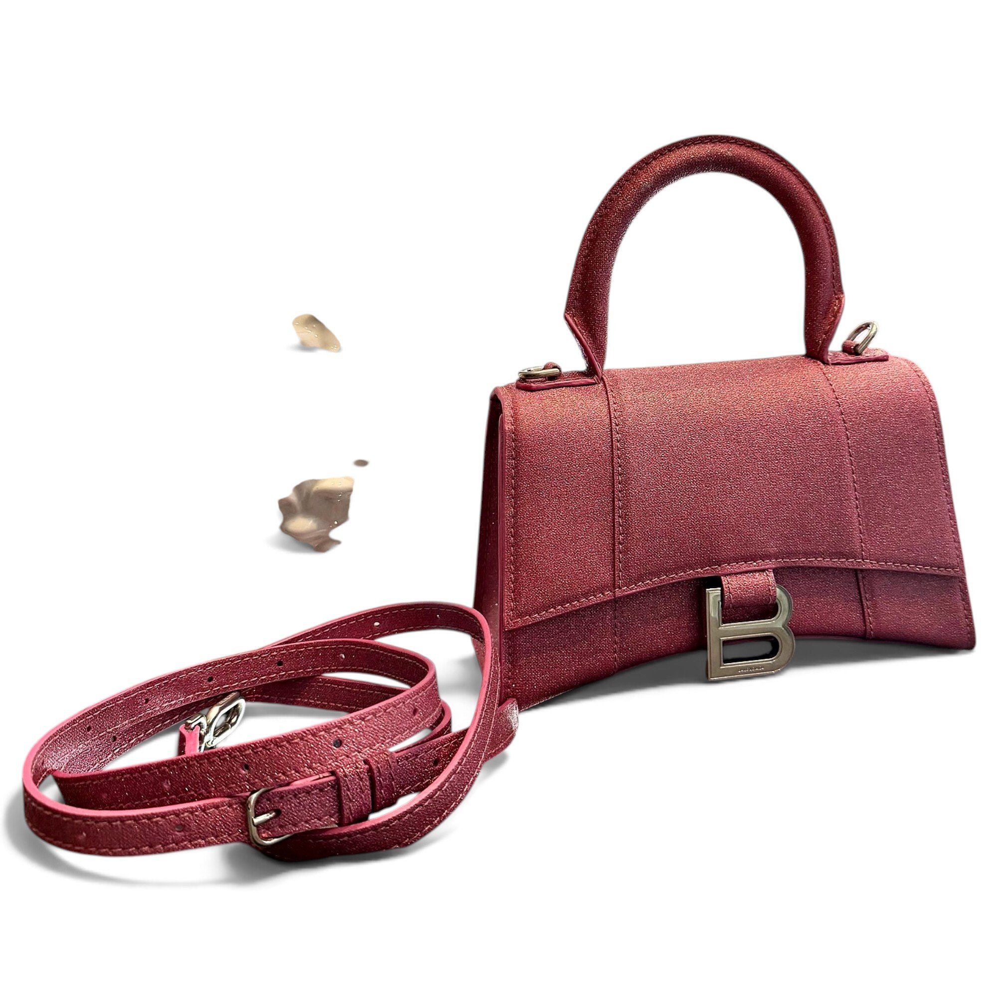 Hourglass leather handbag
