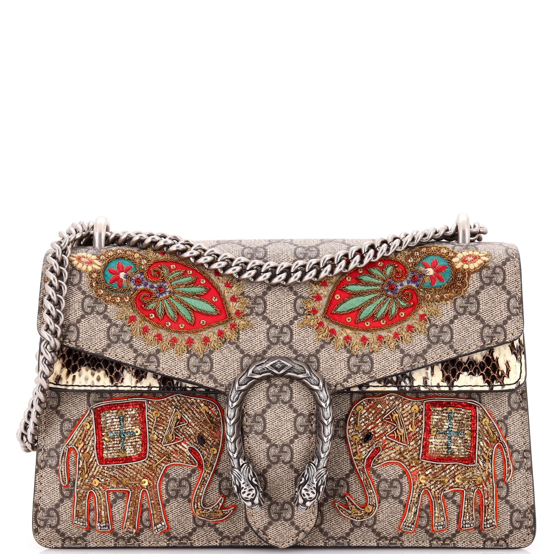 Gucci Dionysus Bag Embroidered GG Coated Canvas with Python Small