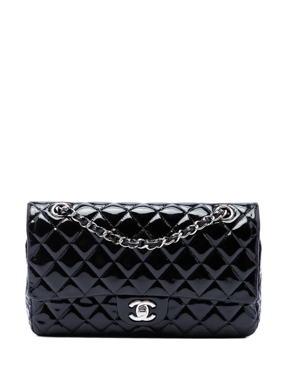2010-2011 Medium Classic Patent Double Flap shoulder bag