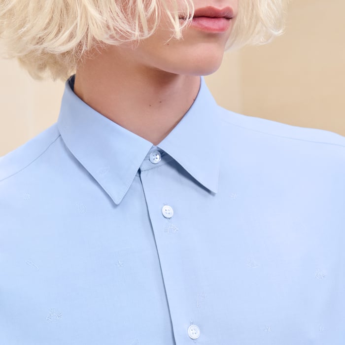 Bleu Pâle "Cheval Punk Jacquard" Fitted Shirt