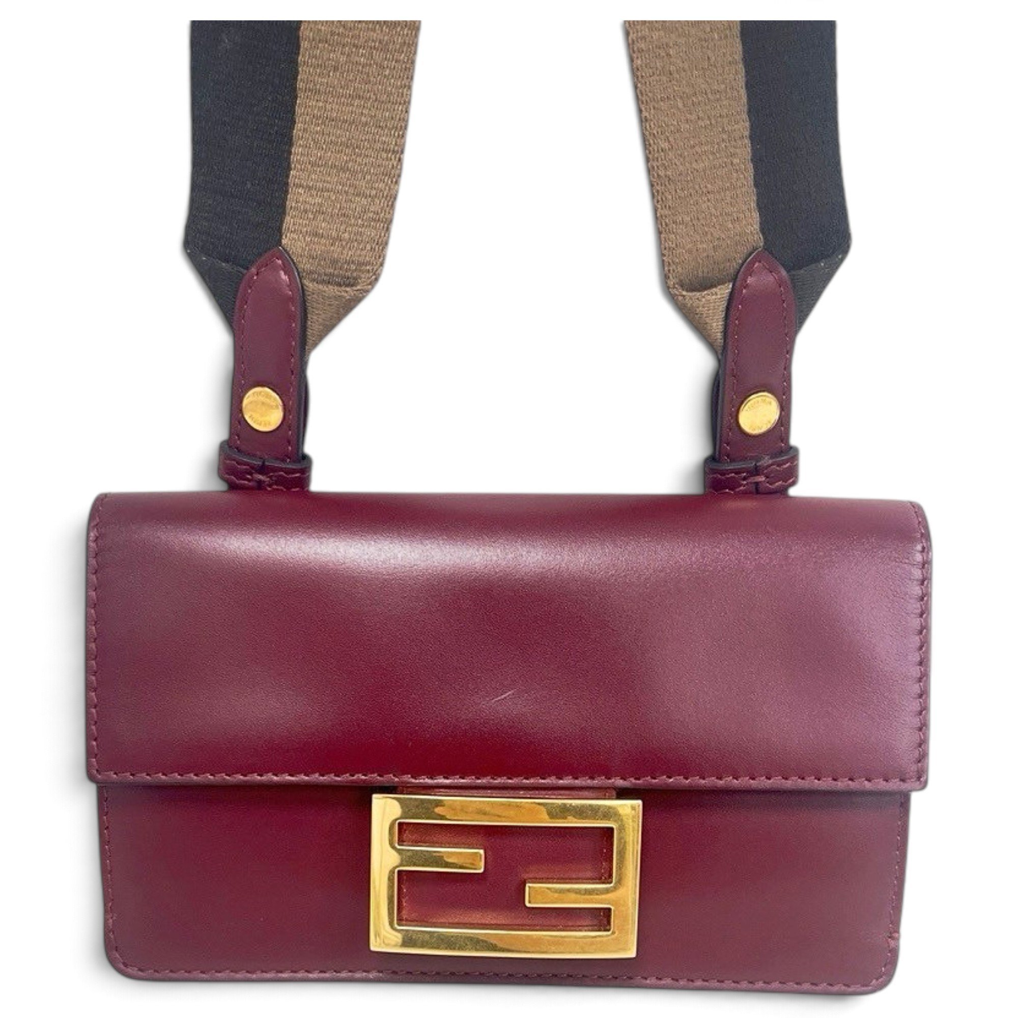 Flat Baguette leather crossbody bag