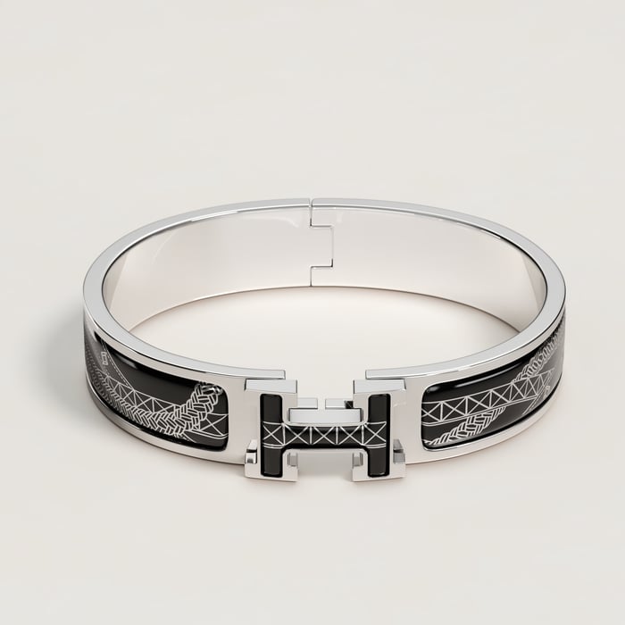C8_orfevre Blanc Platine Noir Clic H Jour De Casting Bracelet