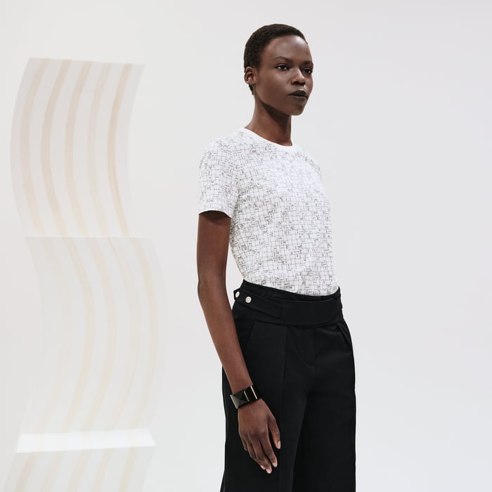 Blanc Cassé "Bolduc Au Carre" Micro T-shirt