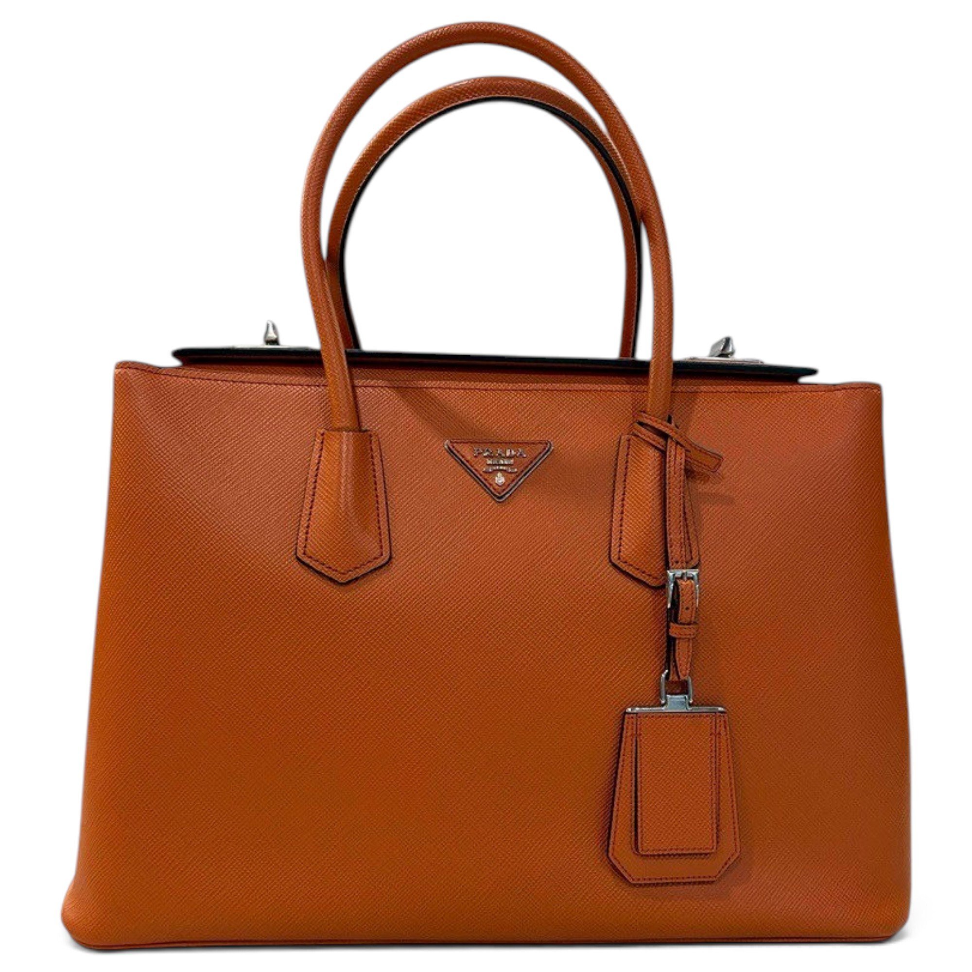 Double leather handbag