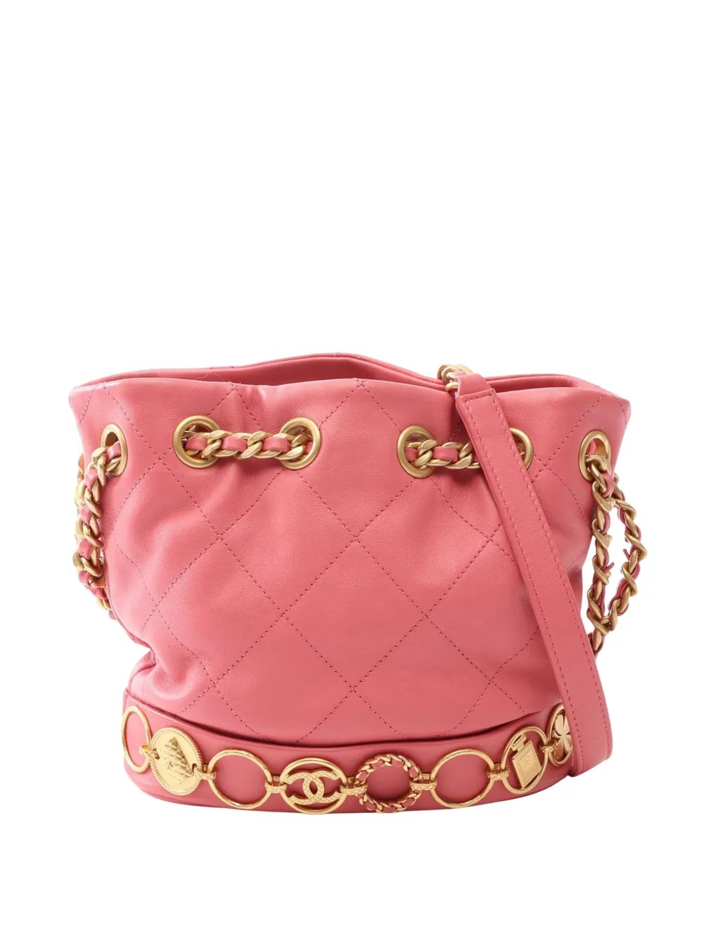 2021-2026 CC Quilted Lambskin Drawstring bucket bag