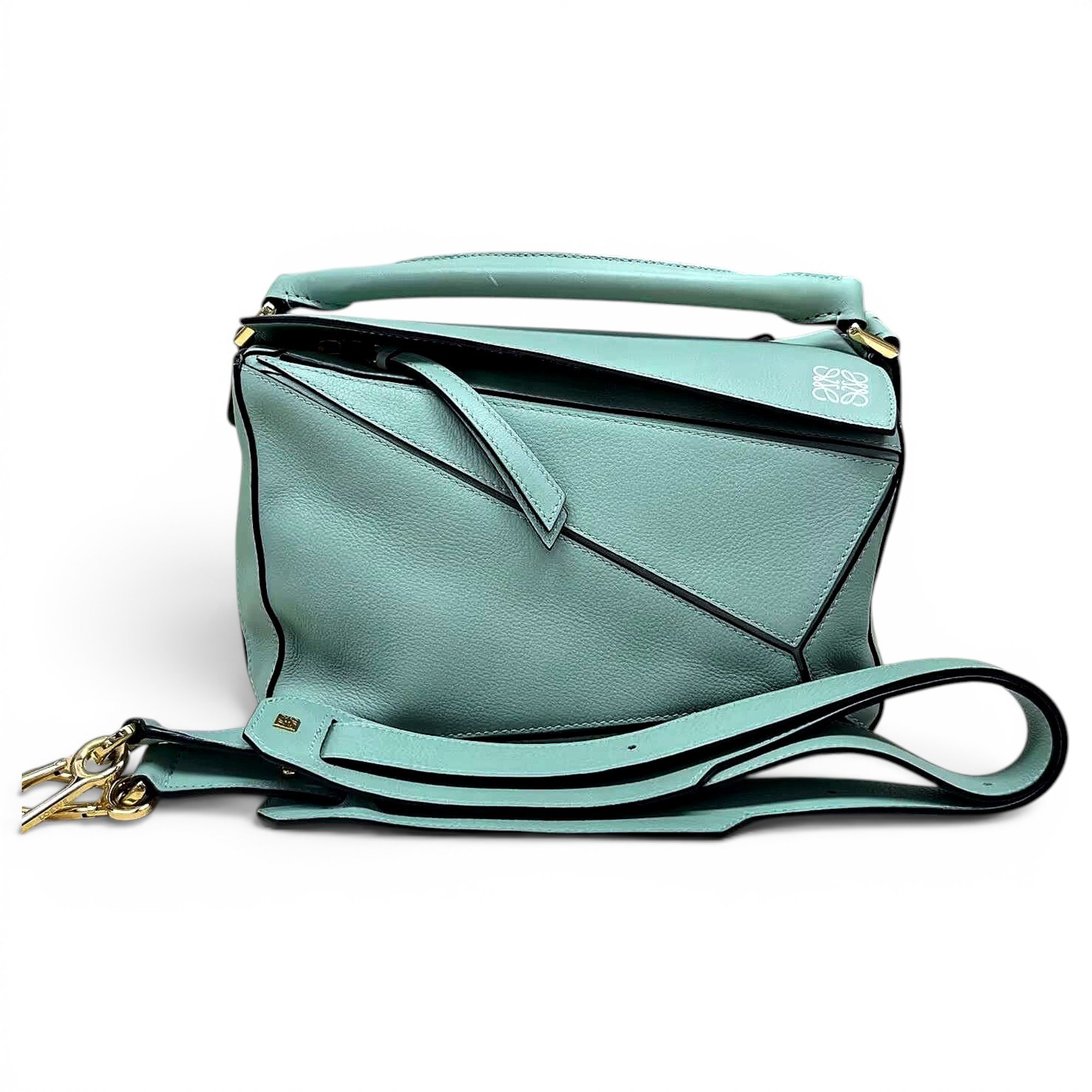 Puzzle leather handbag