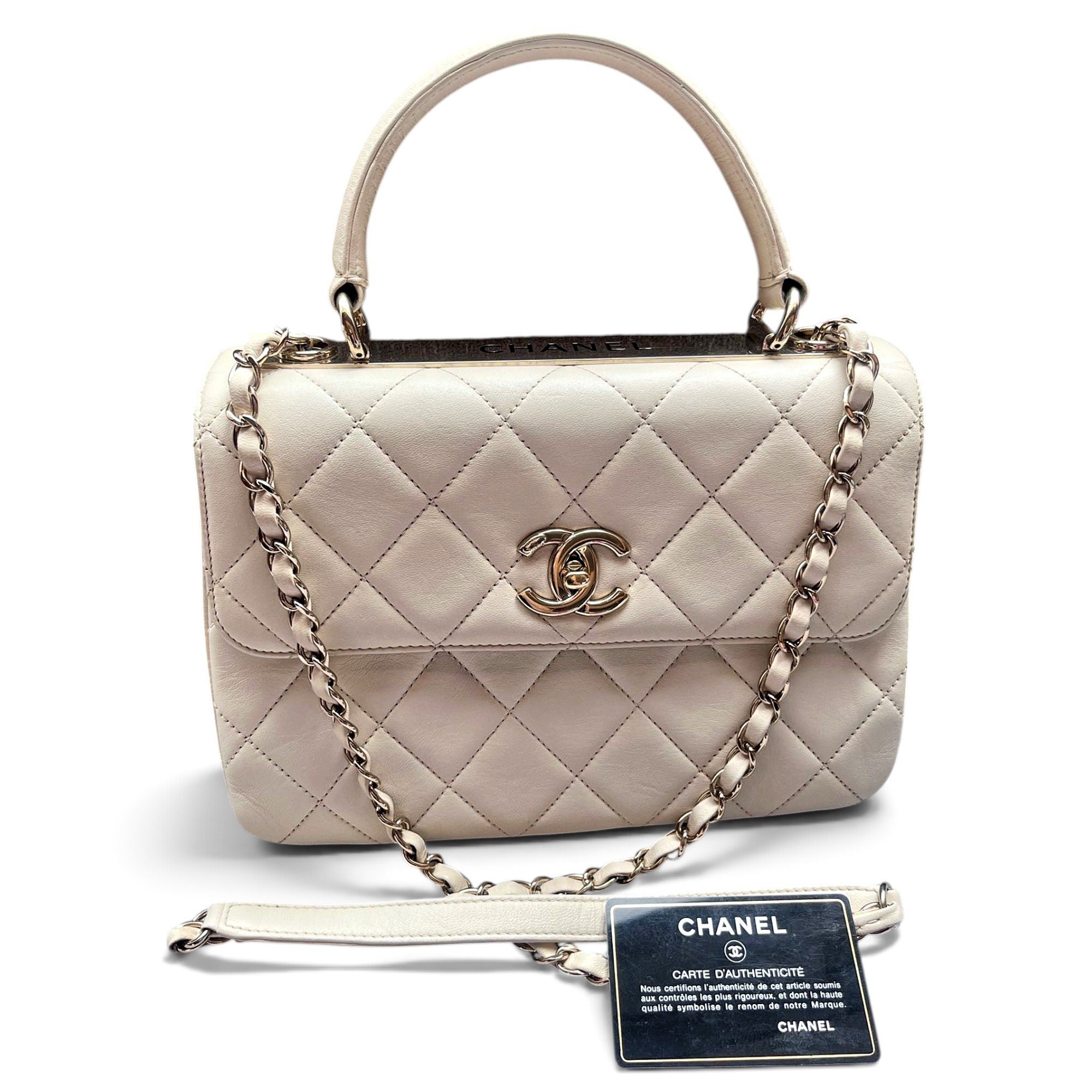 Trendy CC Top Handle leather handbag