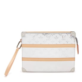 Louis Vuitton Virgil Abloh Silver Monogram Mirror Mirror Coated Canvas Trunk Pouch Silver Hardware, 2021