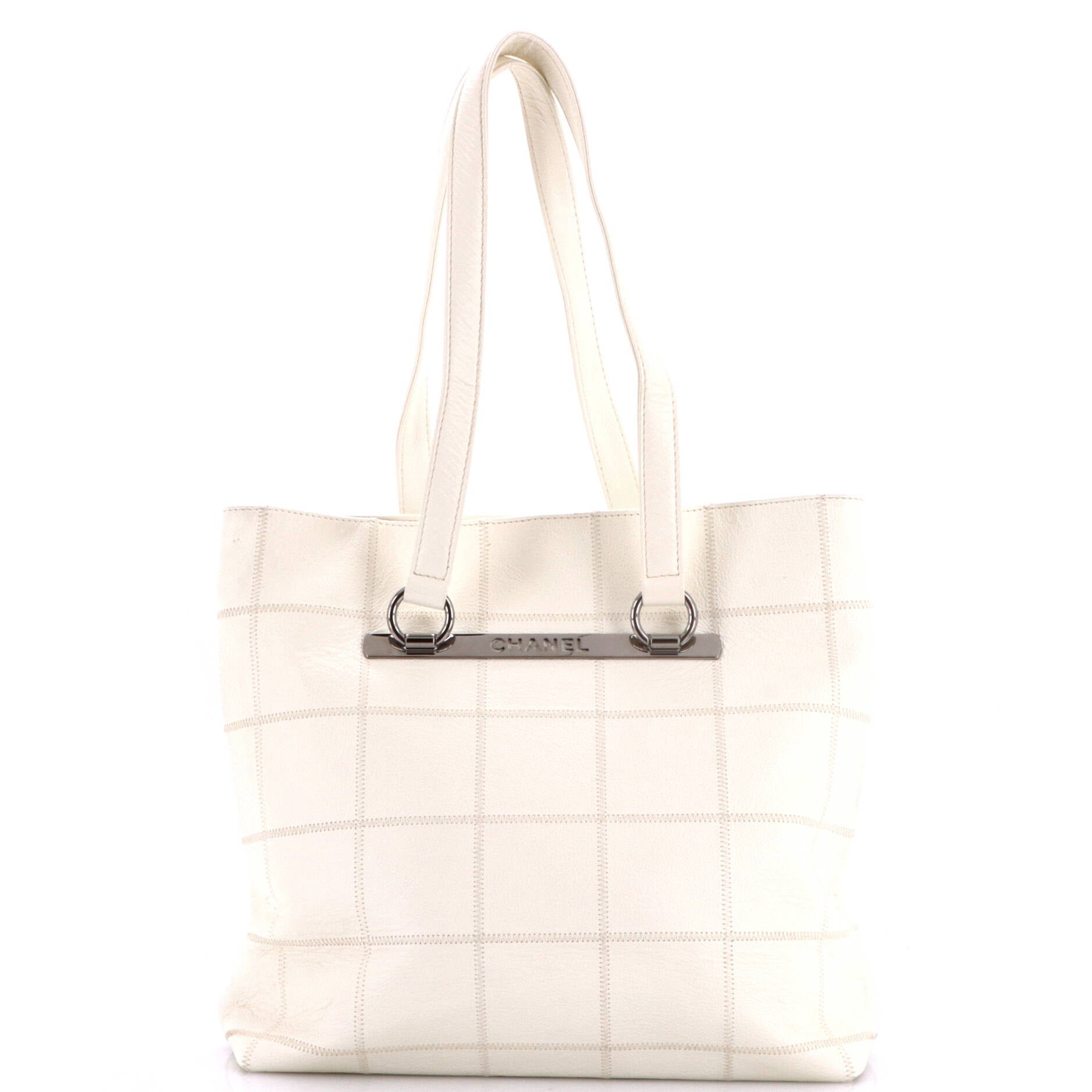 Square Stitch Tote Caviar Medium