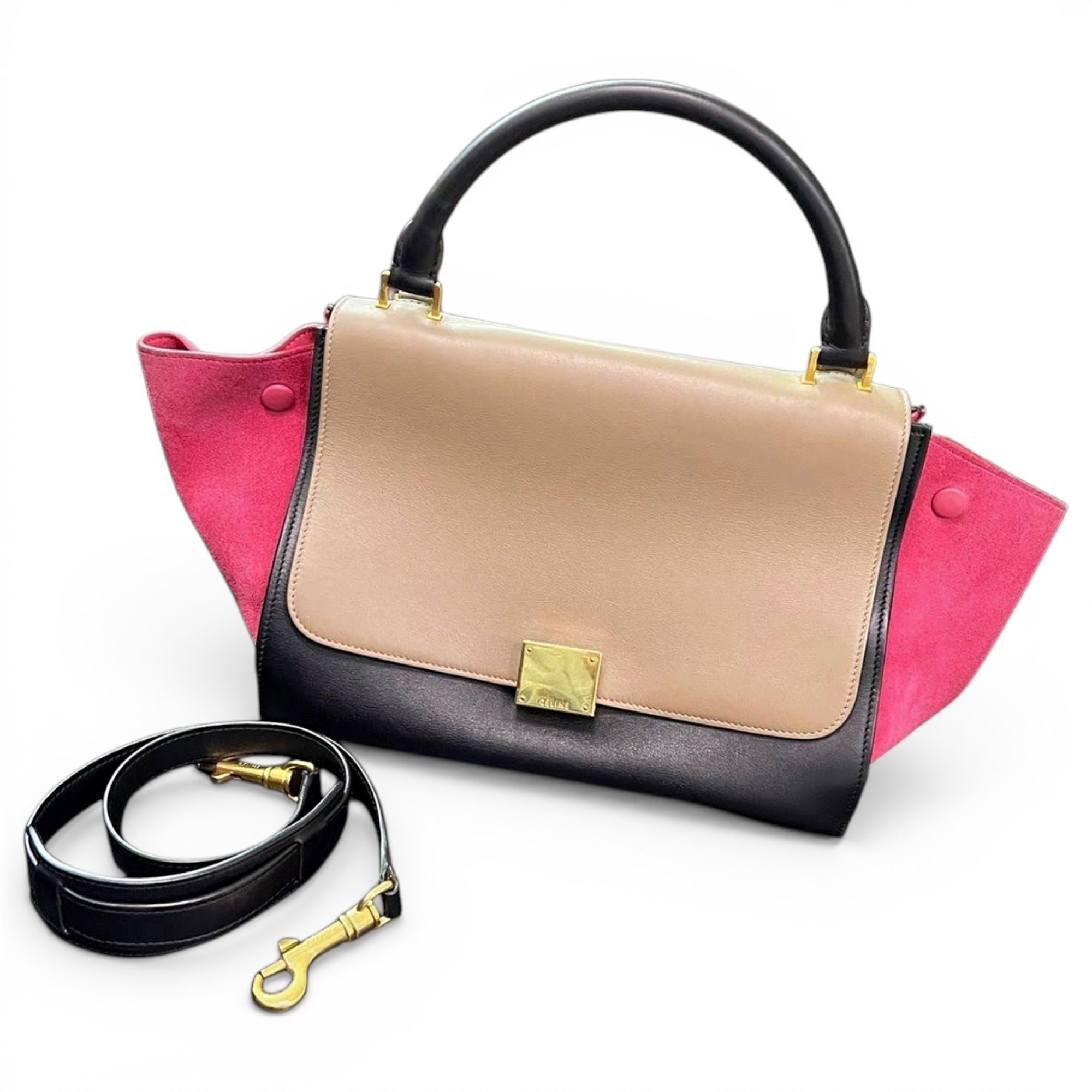 Trapèze leather handbag