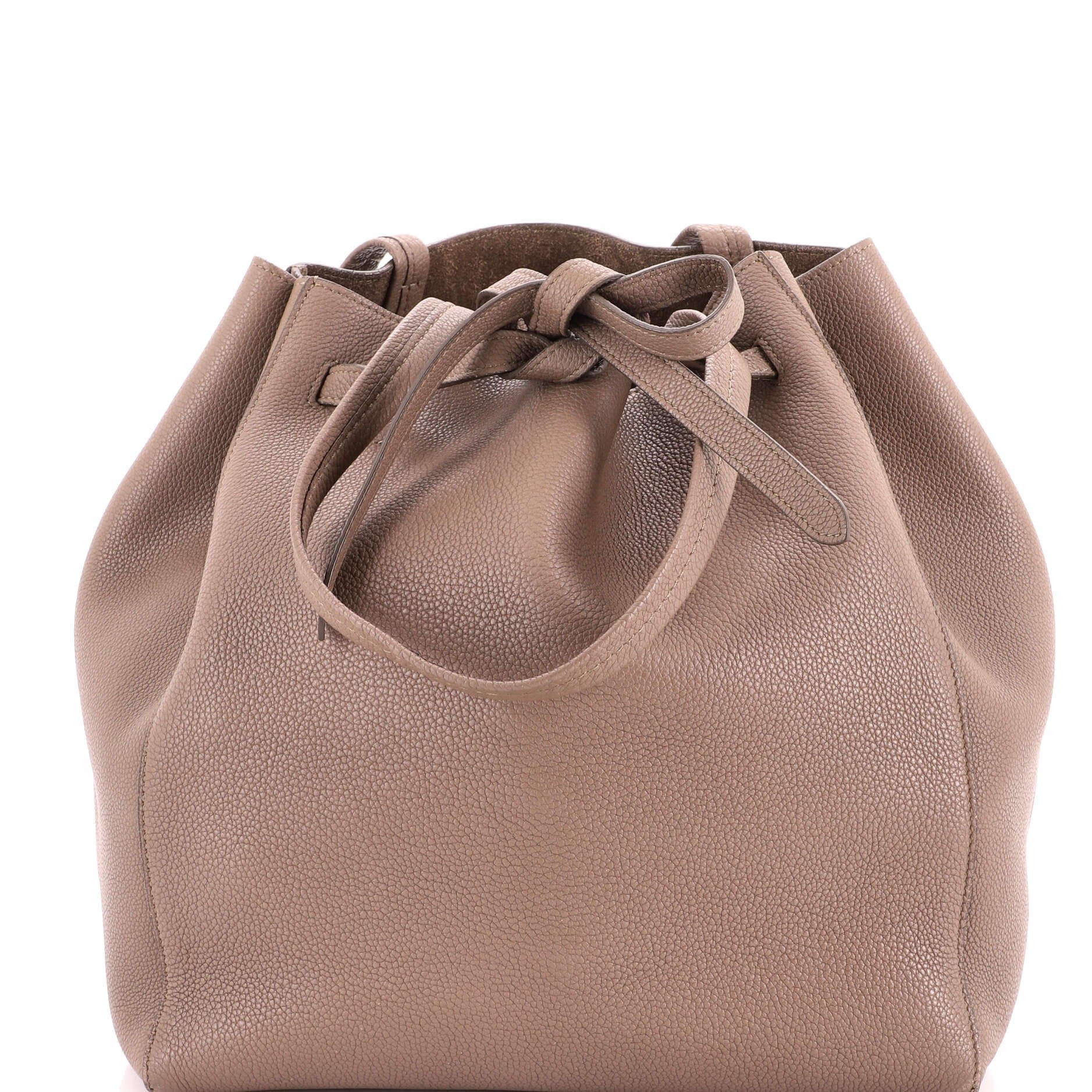 Tie leather tote