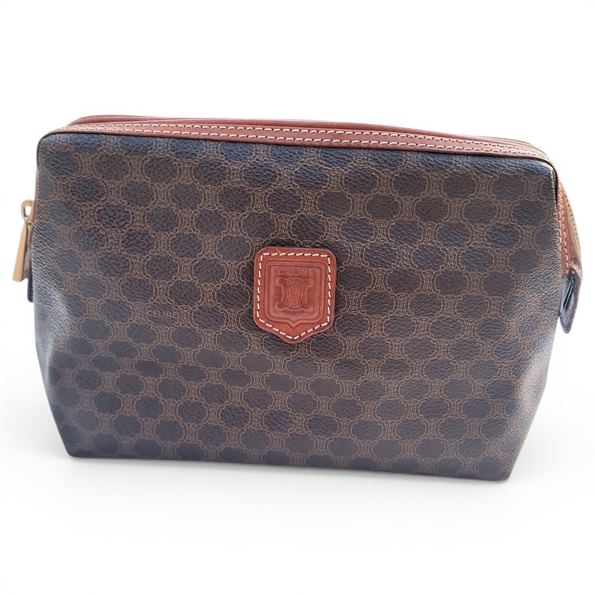 Triomphe Vintage leather clutch bag
