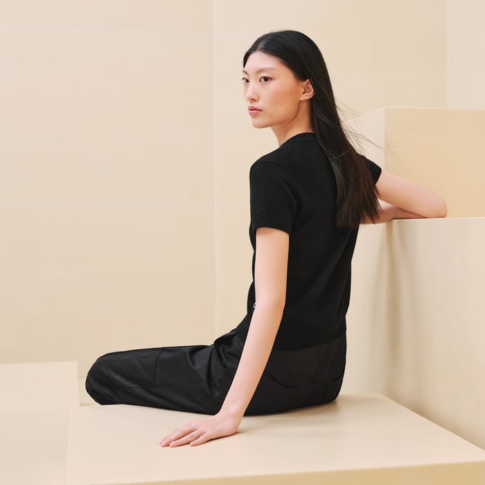 Noir Cashmere Short-sleeve Sweater