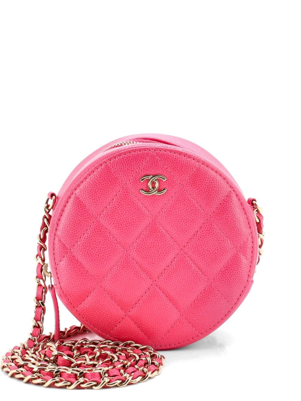 Round Clutch with Chain Quilted Caviar Mini crossbody bag