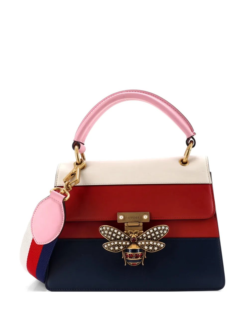 Queen Margaret Top Handle Bag Colorblock Leather Small satchel