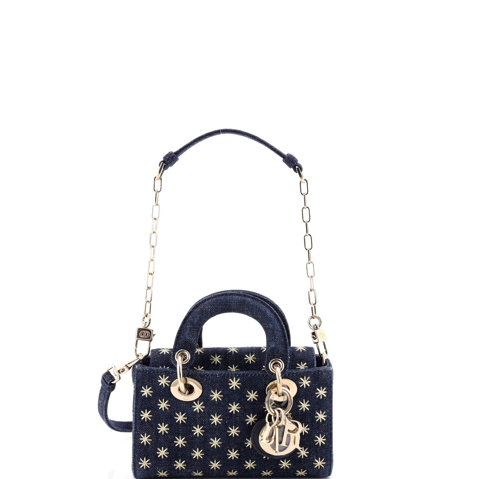 Lady D-Joy Bag Embroidered Denim Micro