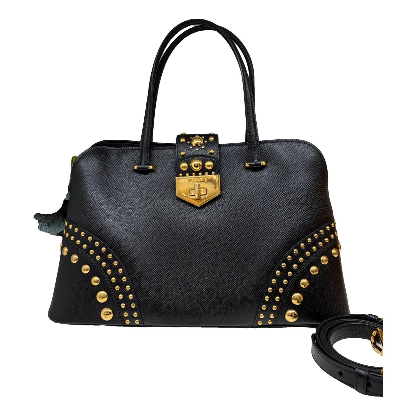 Double leather handbag