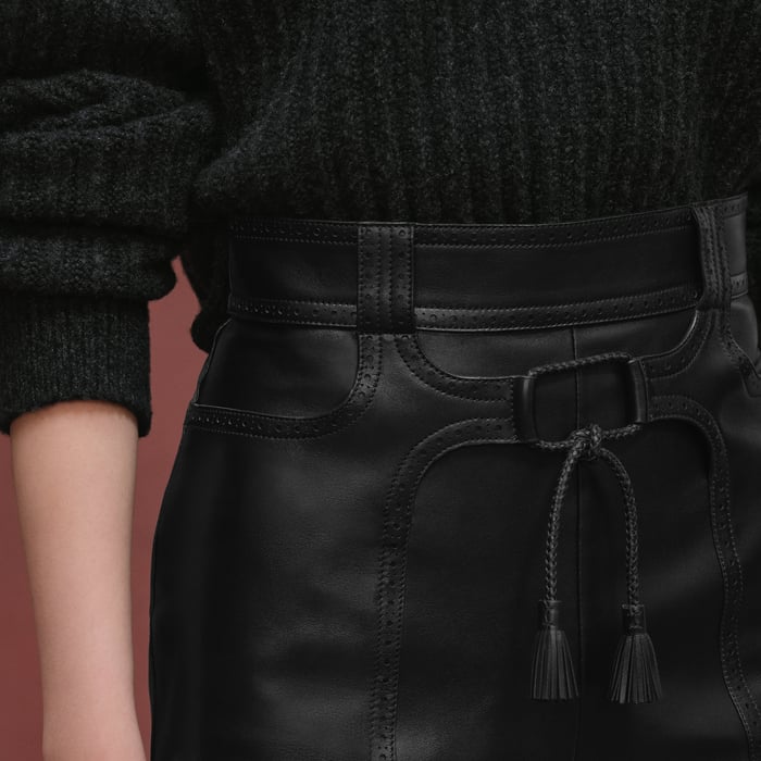 Noir Shorts With Perforated Details