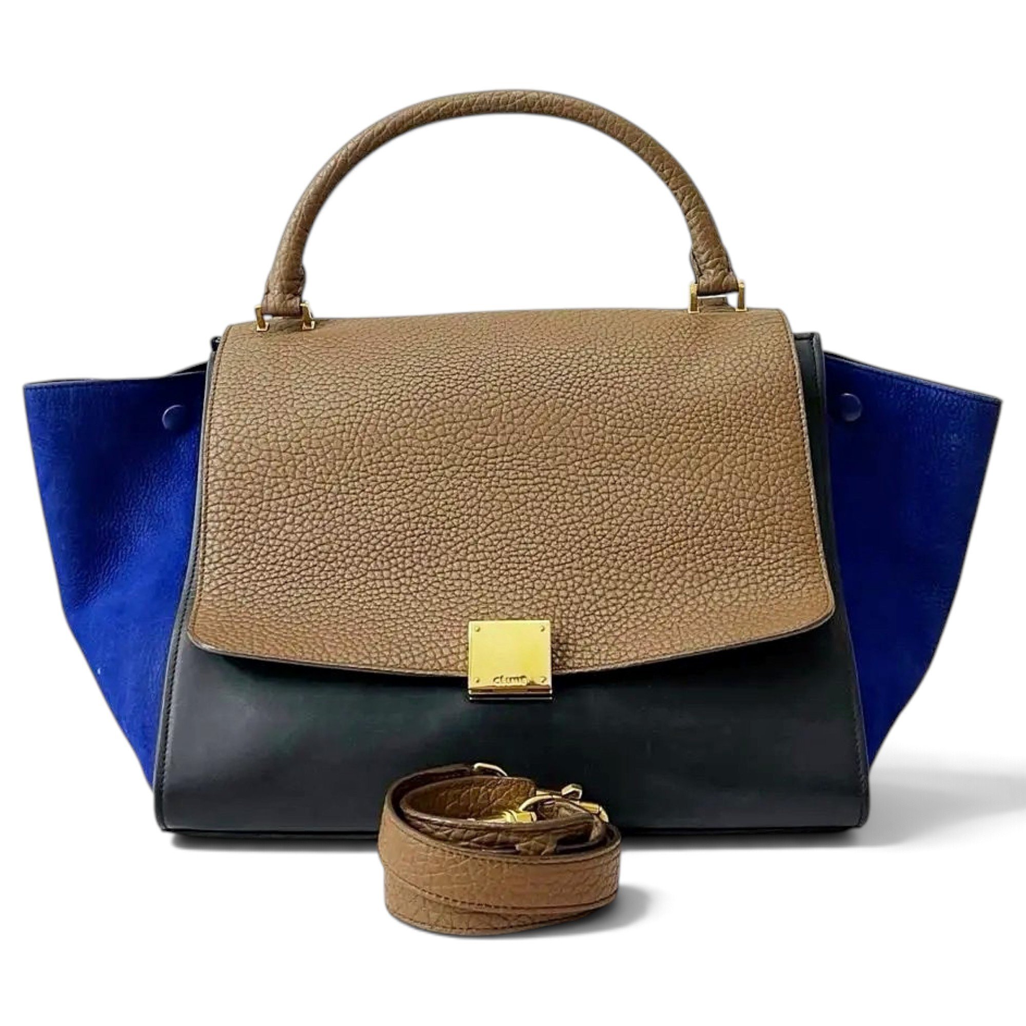 Trapèze leather handbag