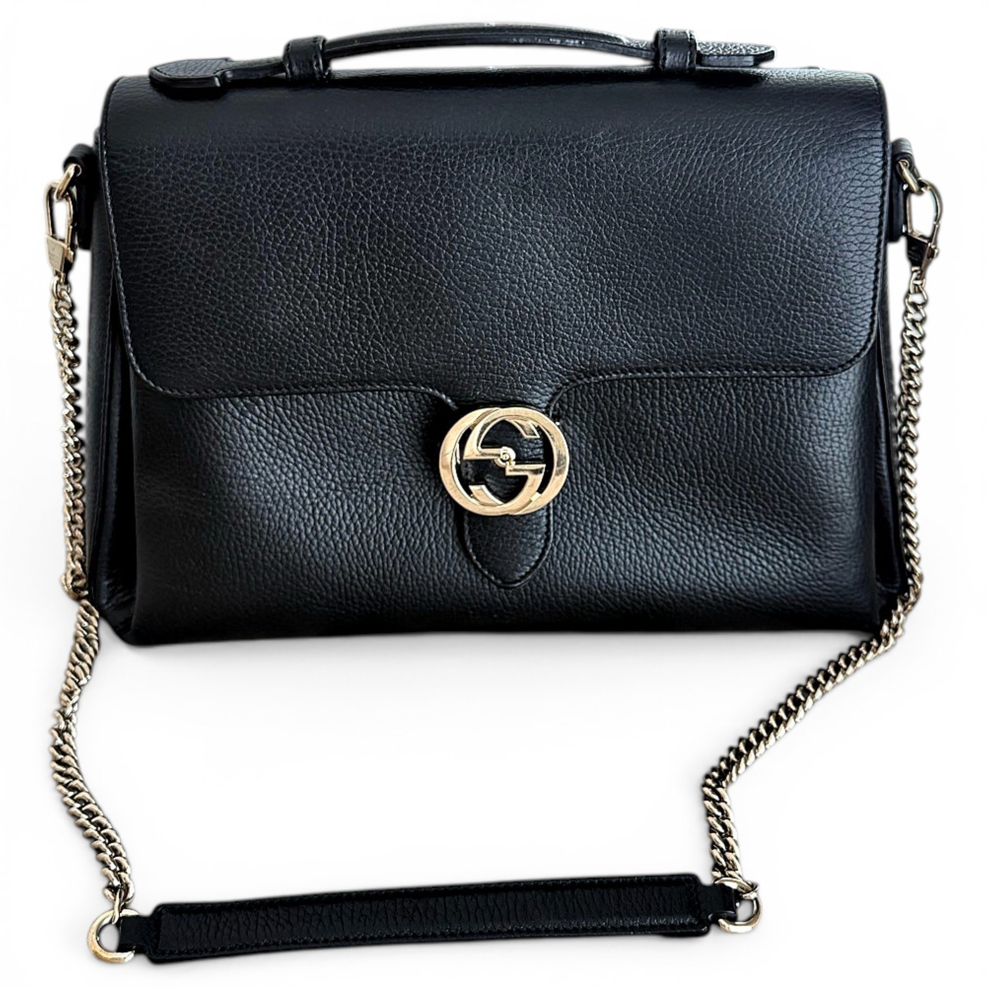 Interlocking leather handbag