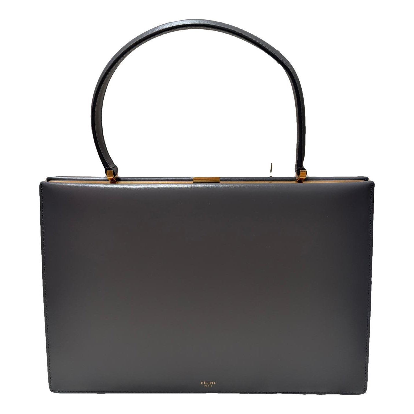 Clasp leather handbag
