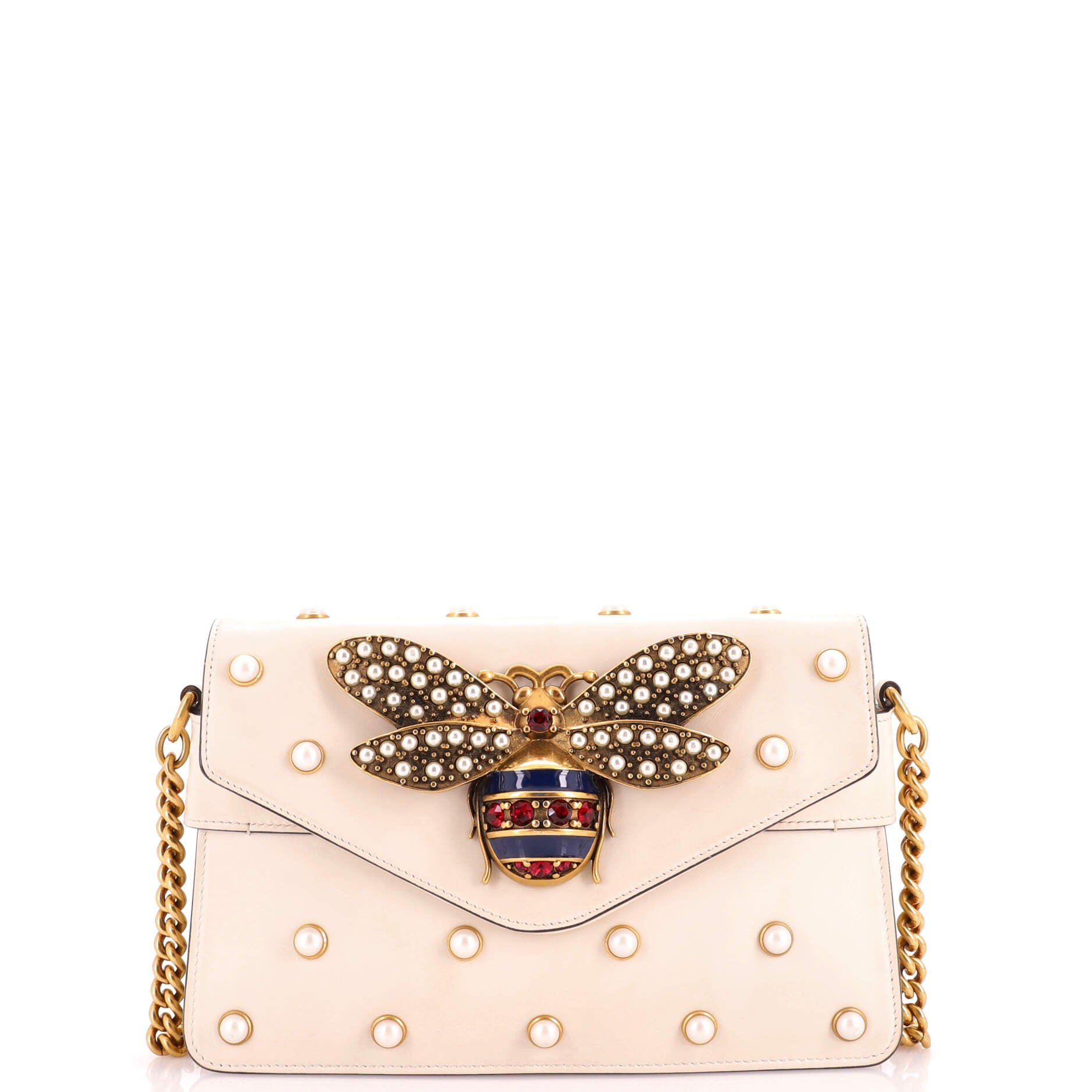 Broadway Pearly Bee Shoulder Bag Embellished Leather Mini