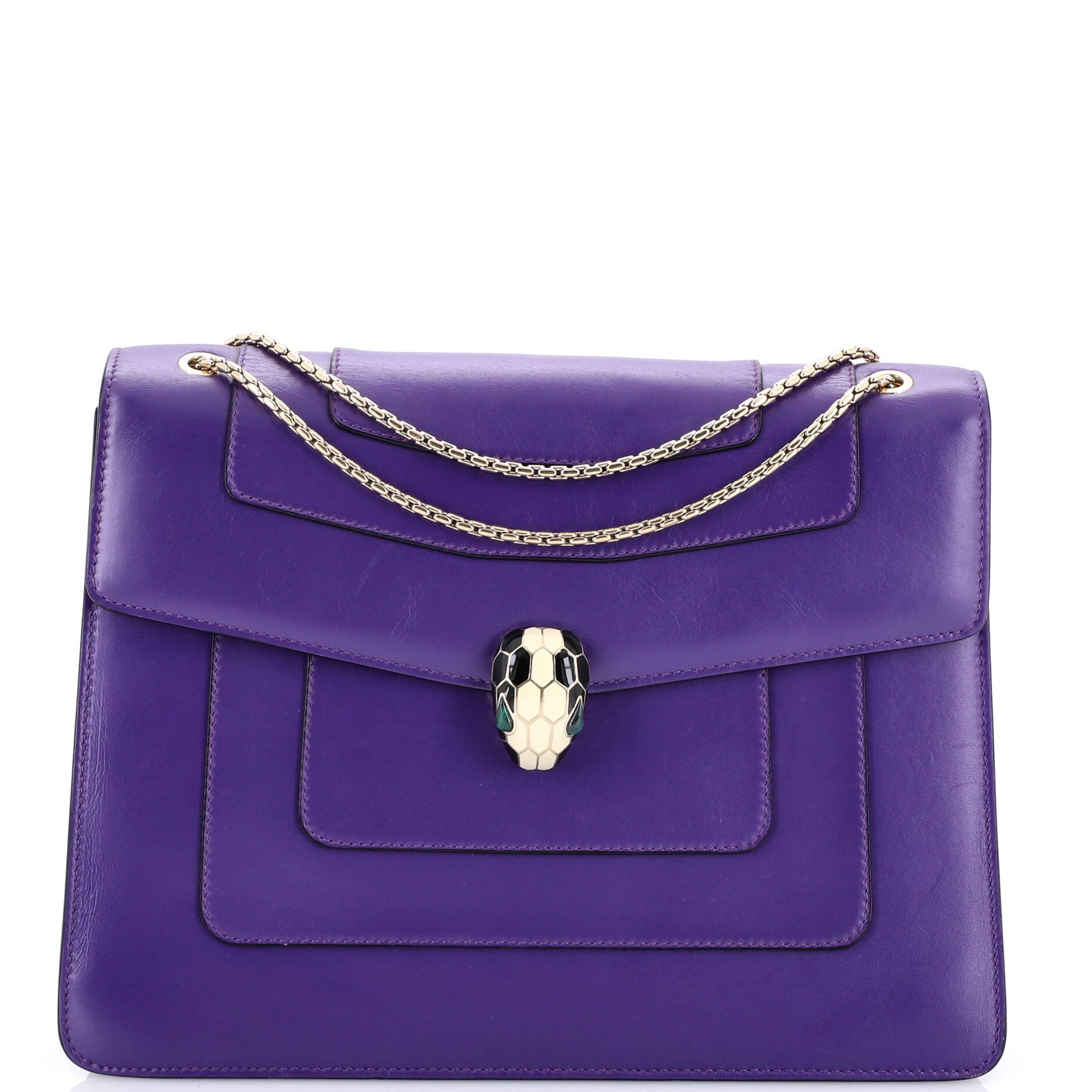 Bvlgari Serpenti Forever Square Shoulder Bag Leather Large