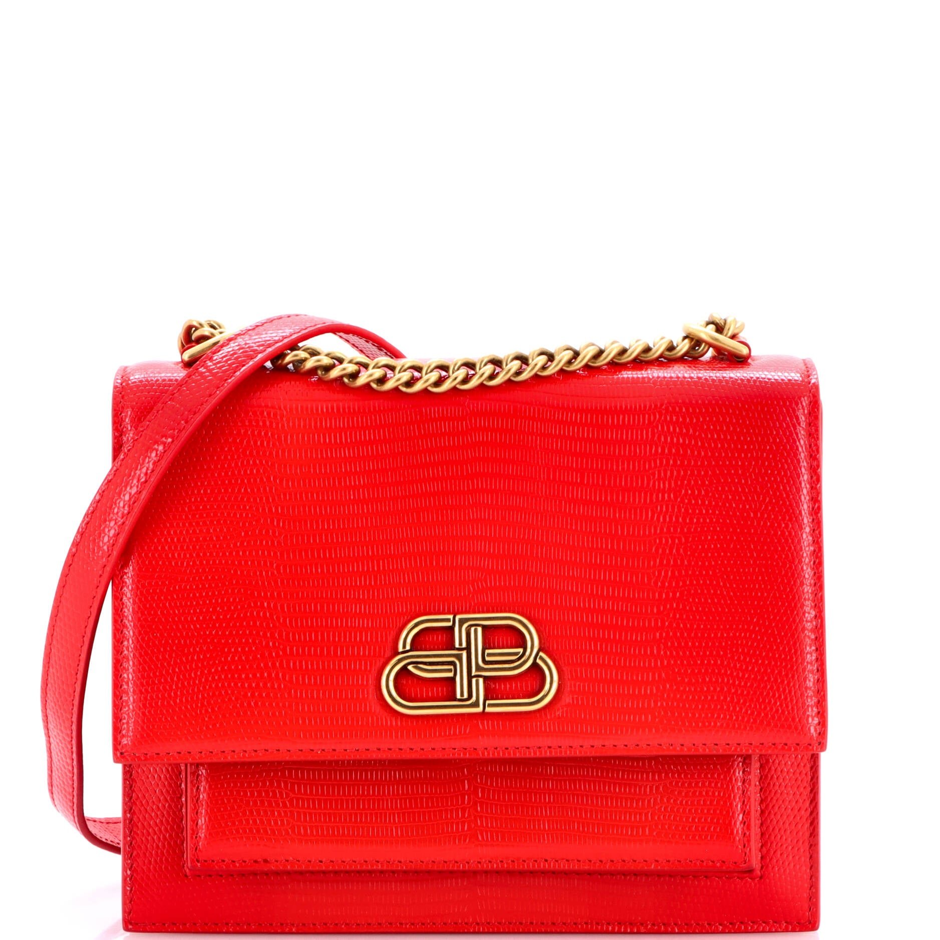 Balenciaga Sharp Shoulder Bag Lizard Embossed Leather Small