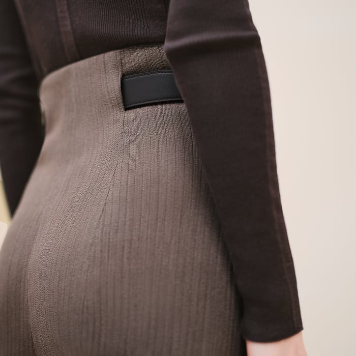 Marron Terre d'Ombre High-waisted Bootcut Pants
