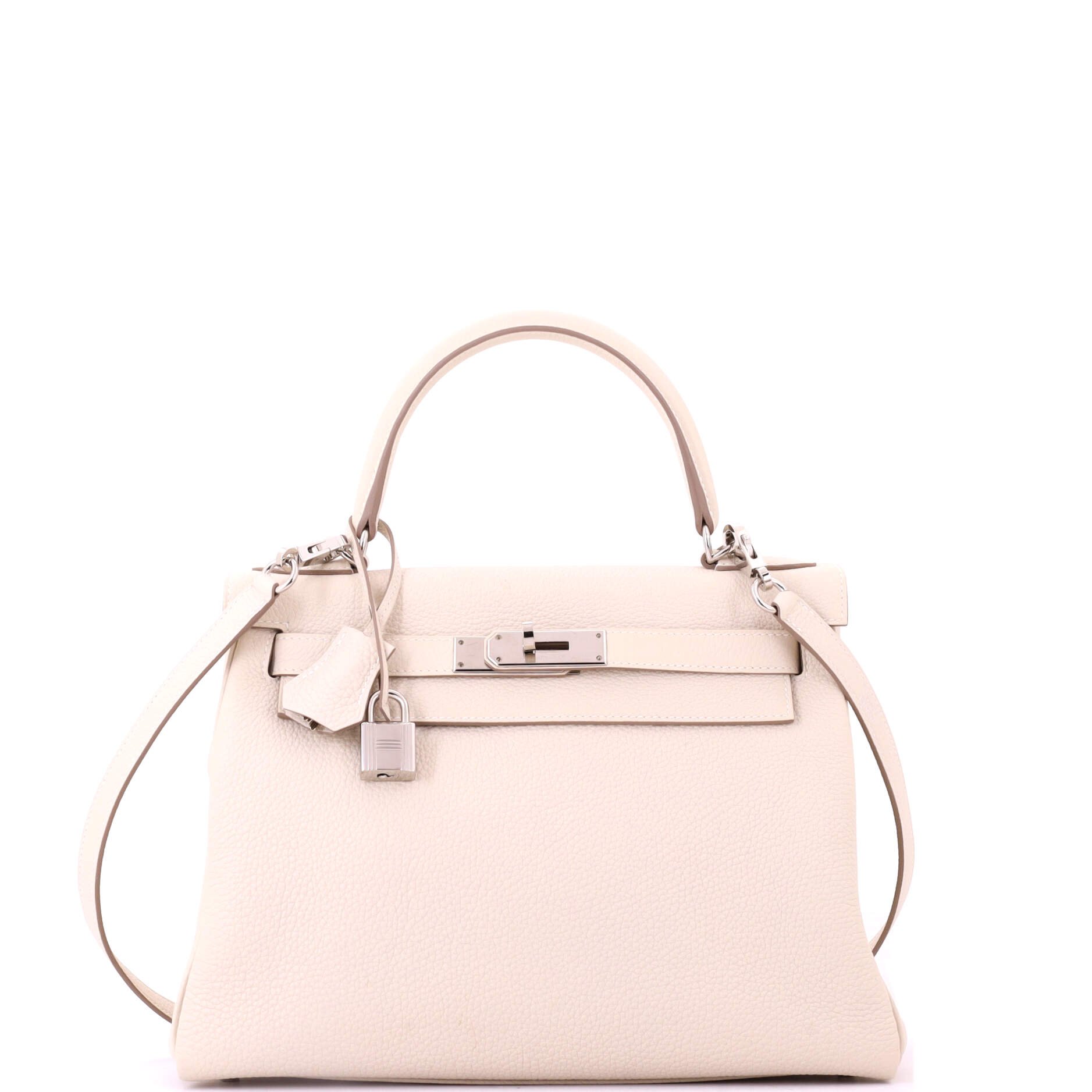 Hermes Kelly Handbag Light Togo with Palladium Hardware 28
