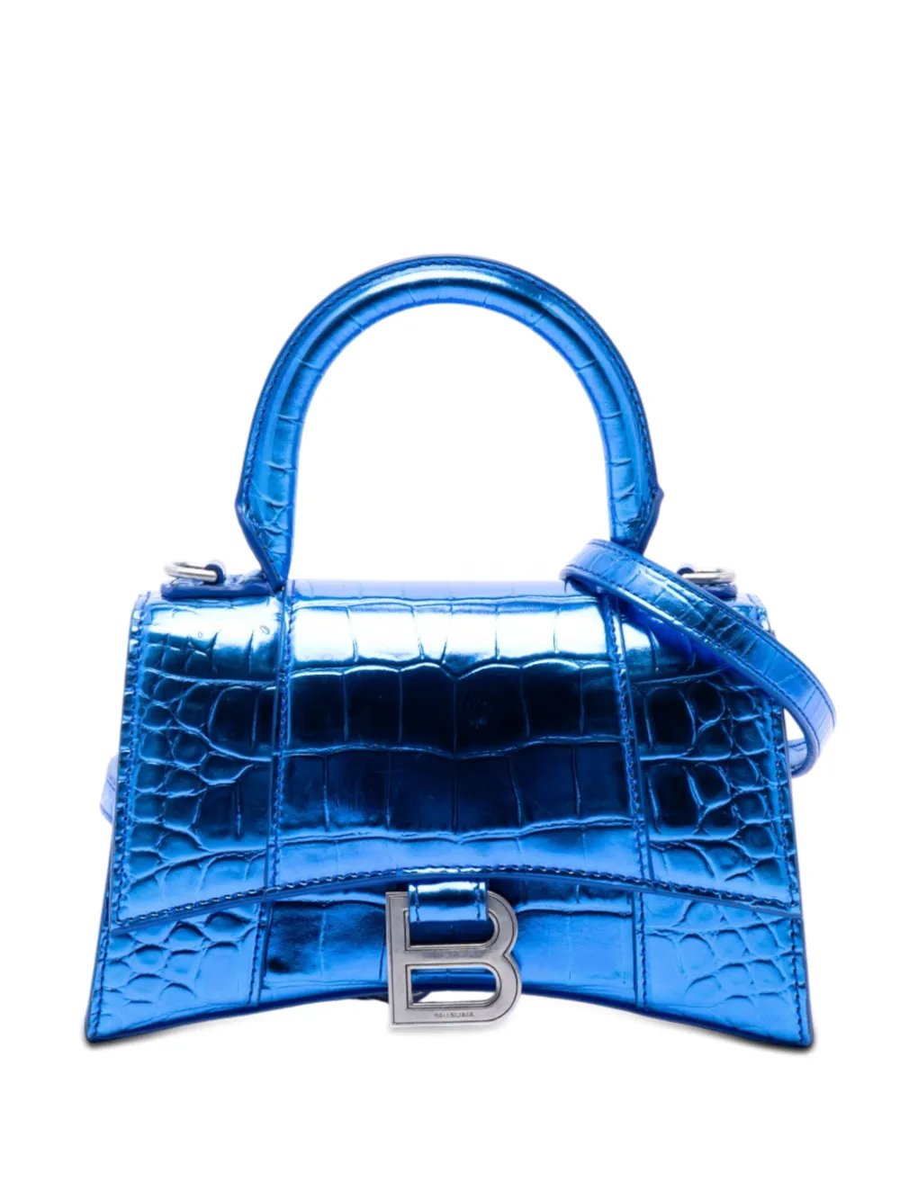 2022 Metallic Calfskin Croc Embossed Hourglass XS satchel