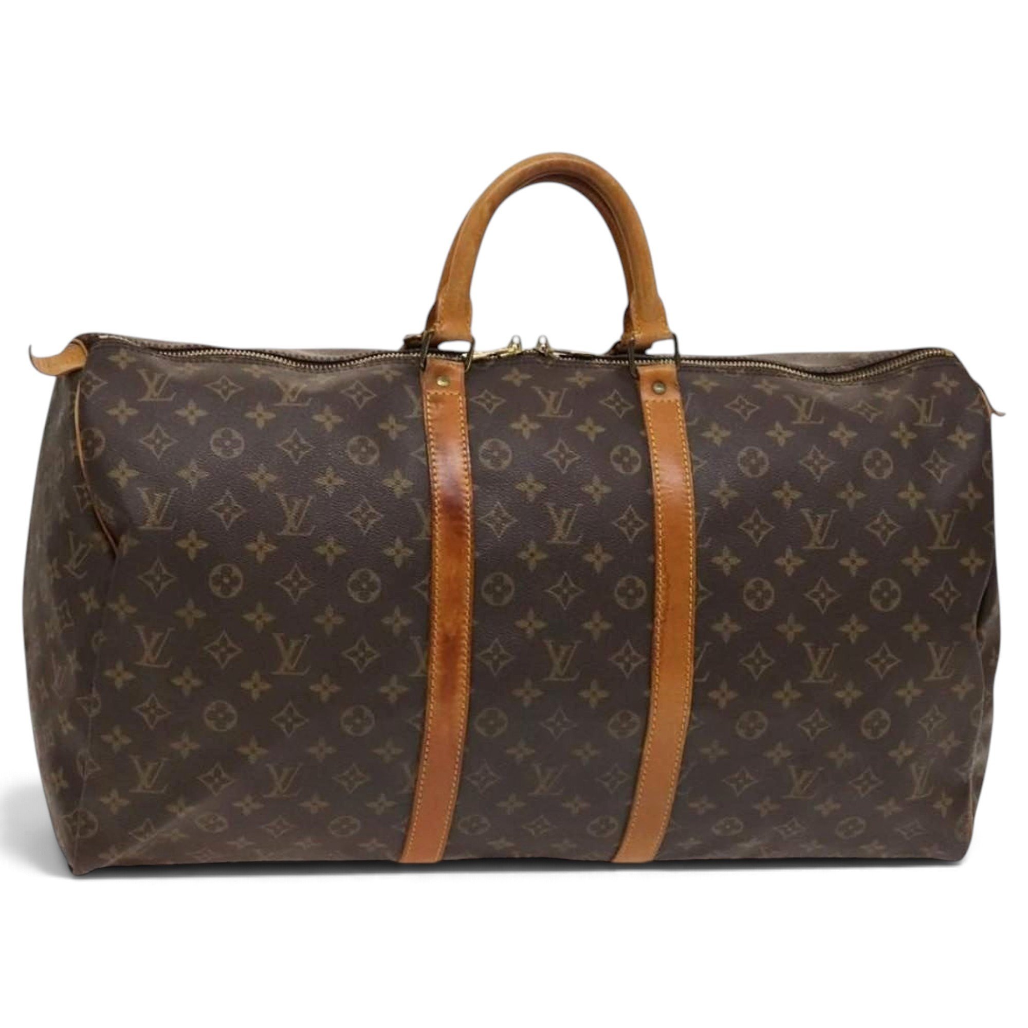 Louis Vuitton Keepall leather travel bag