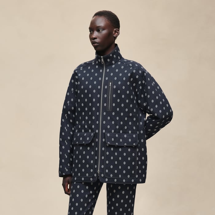 Bleu Marine "Chaine d'Ancre" Reversible Short Coat