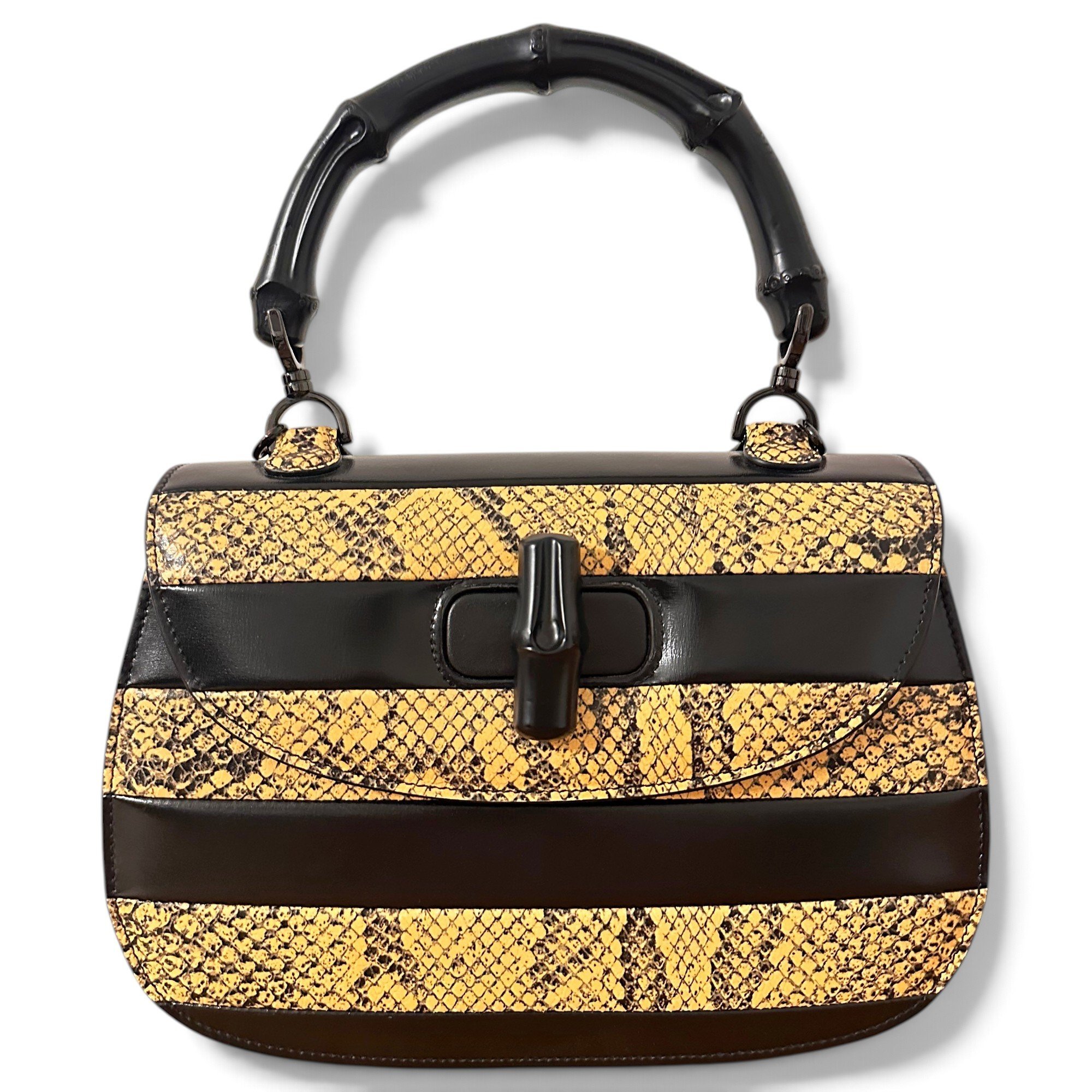 Convertible Bamboo Top Handle leather handbag