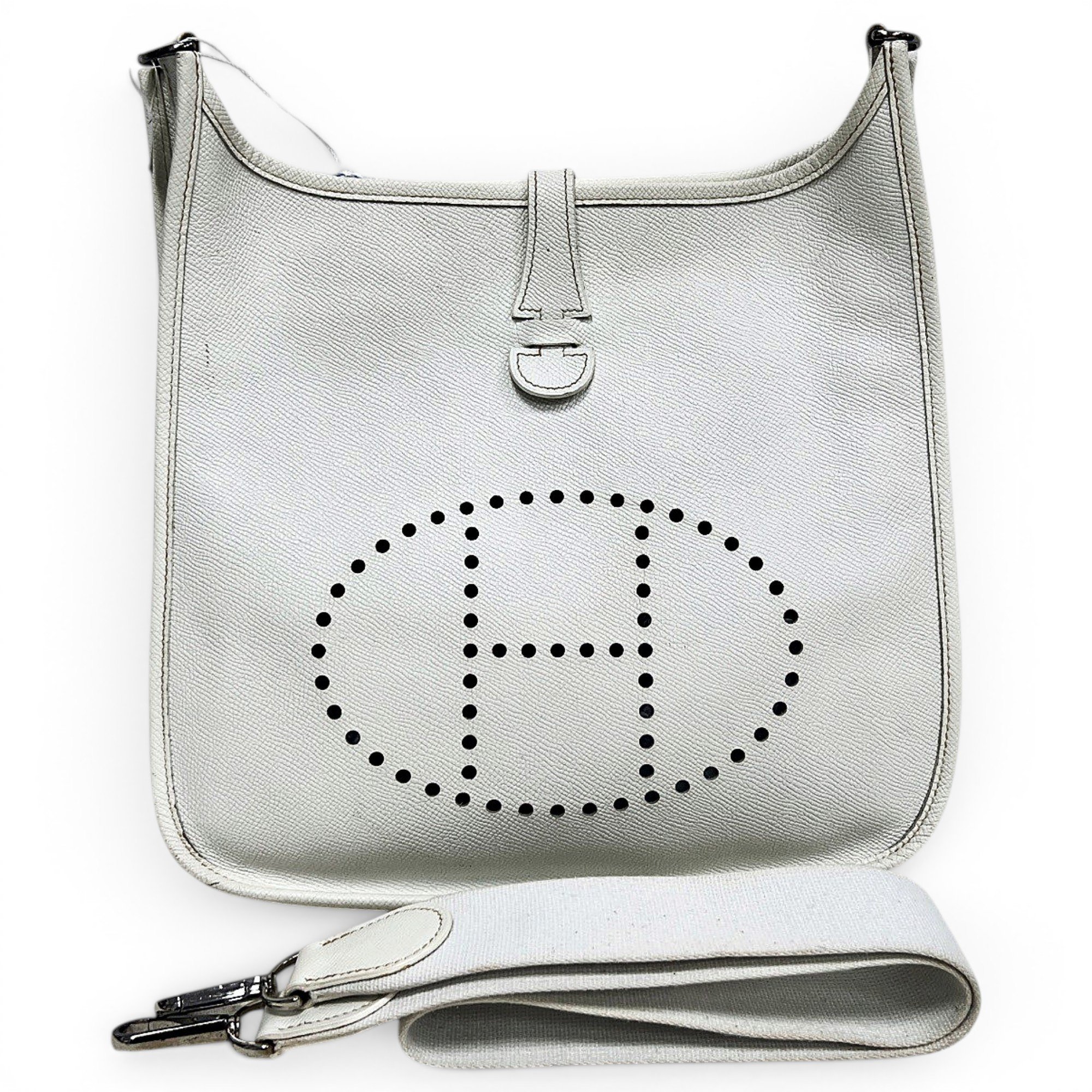 Hermes Evelyne Handbag White Togo Leather 1724